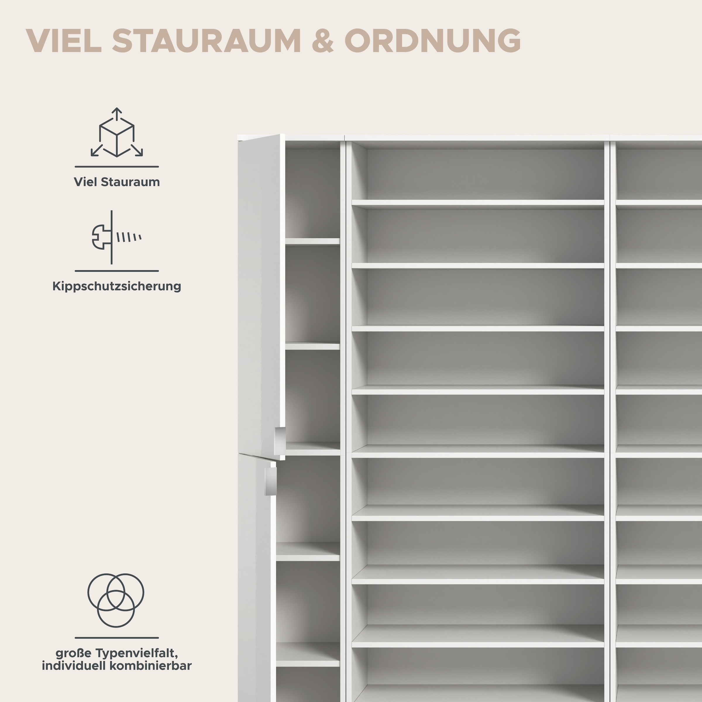 INOSIGN Garderoben-Set »Trondheim, Garderobenset 4-tlg. Breite 232 cm,«, (4 St.), hochglanz, best. aus: Spiegelschrank, 2x Schuhregal, Schrank, Flur