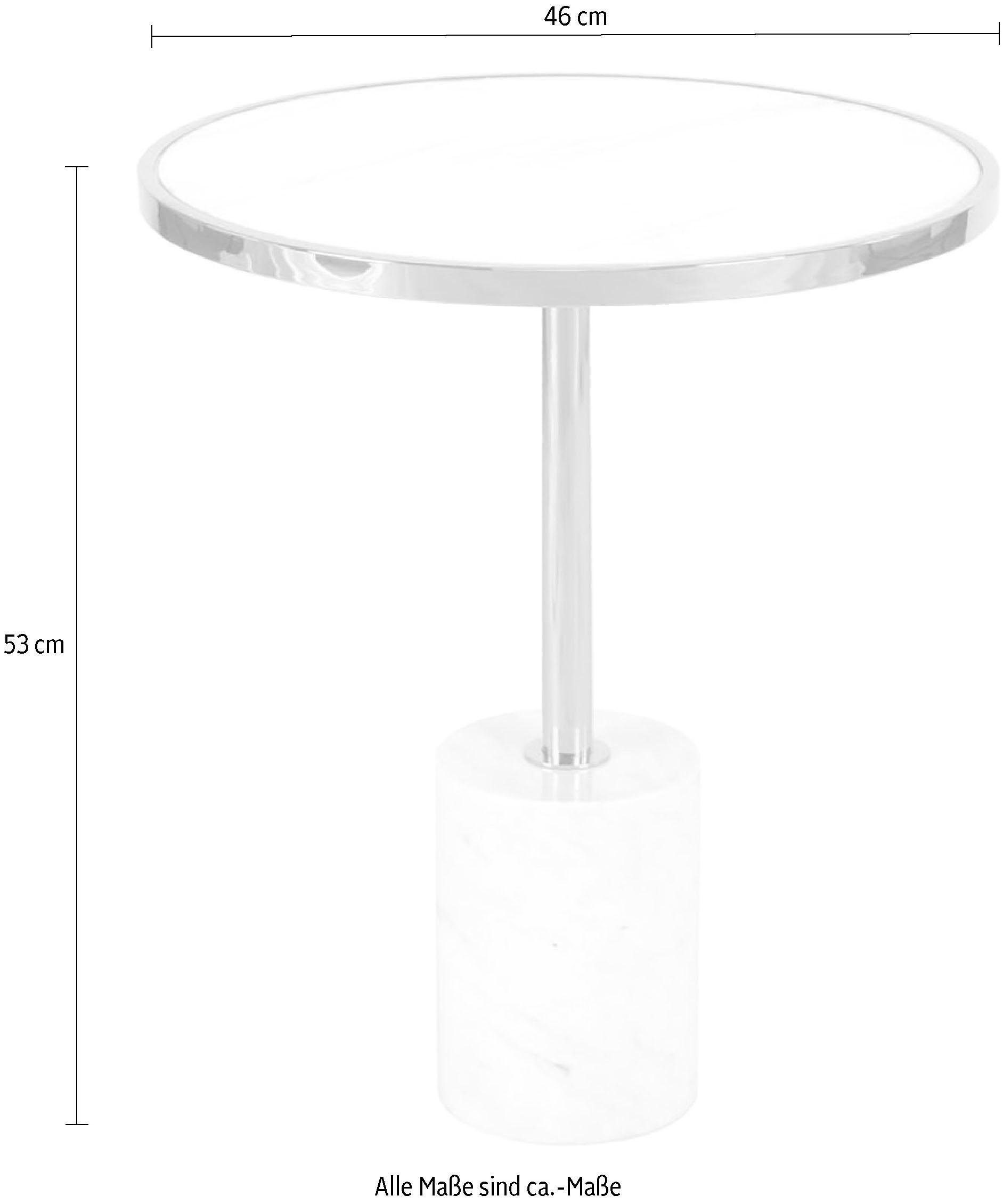 Kayoom Beistelltisch »Lana 525, luxuriöser Beistelltisch, Glamour-Optik, edles Metallgestell«, (1 St.), Ablage in Marmoroptik, Standfuss aus echtem Marmor, hochwertig