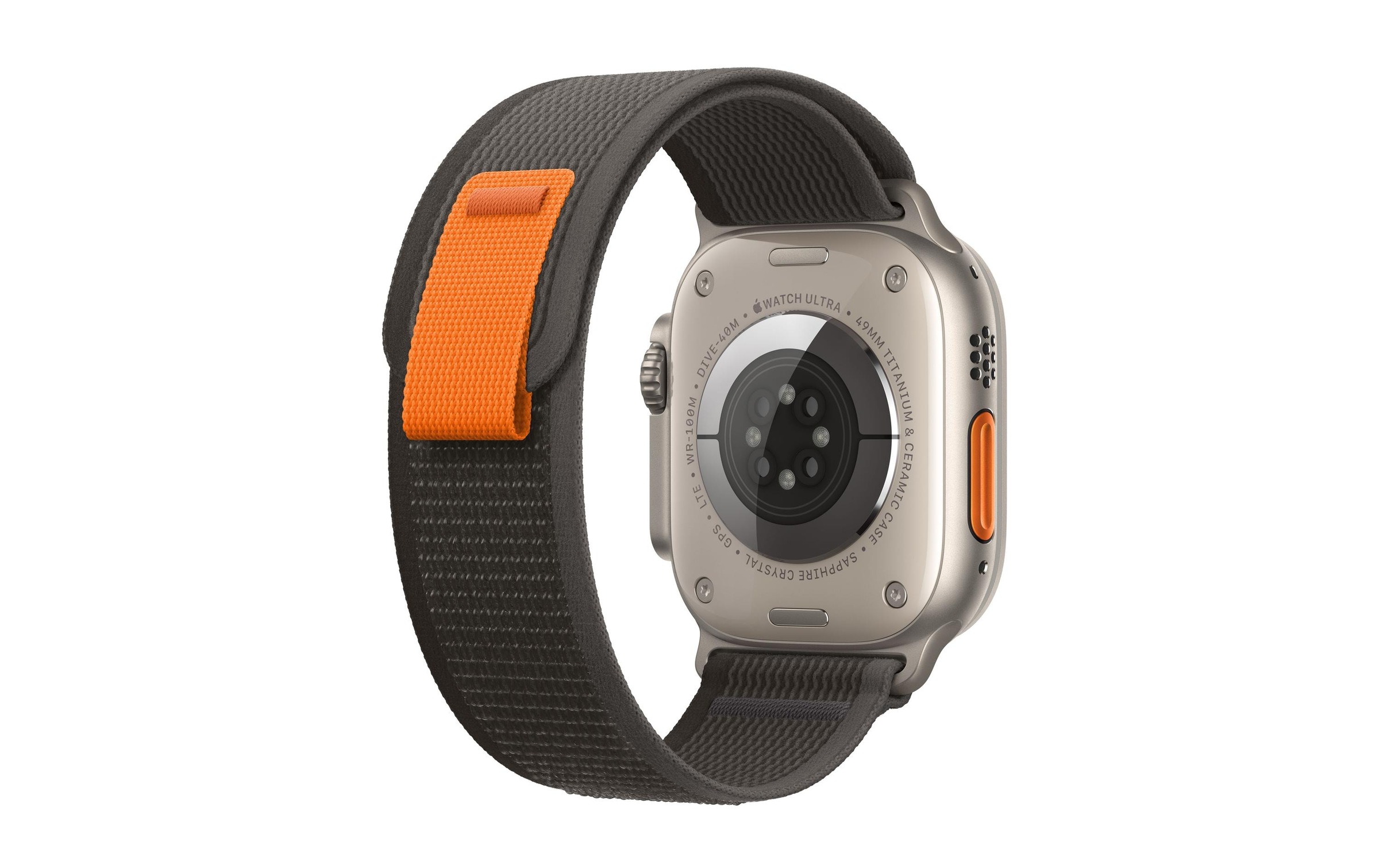 Apple Watch Ultra GPS + Cellular, 49 mm Titangehäuse, Trail Loop Schwarz/Grau - S/M