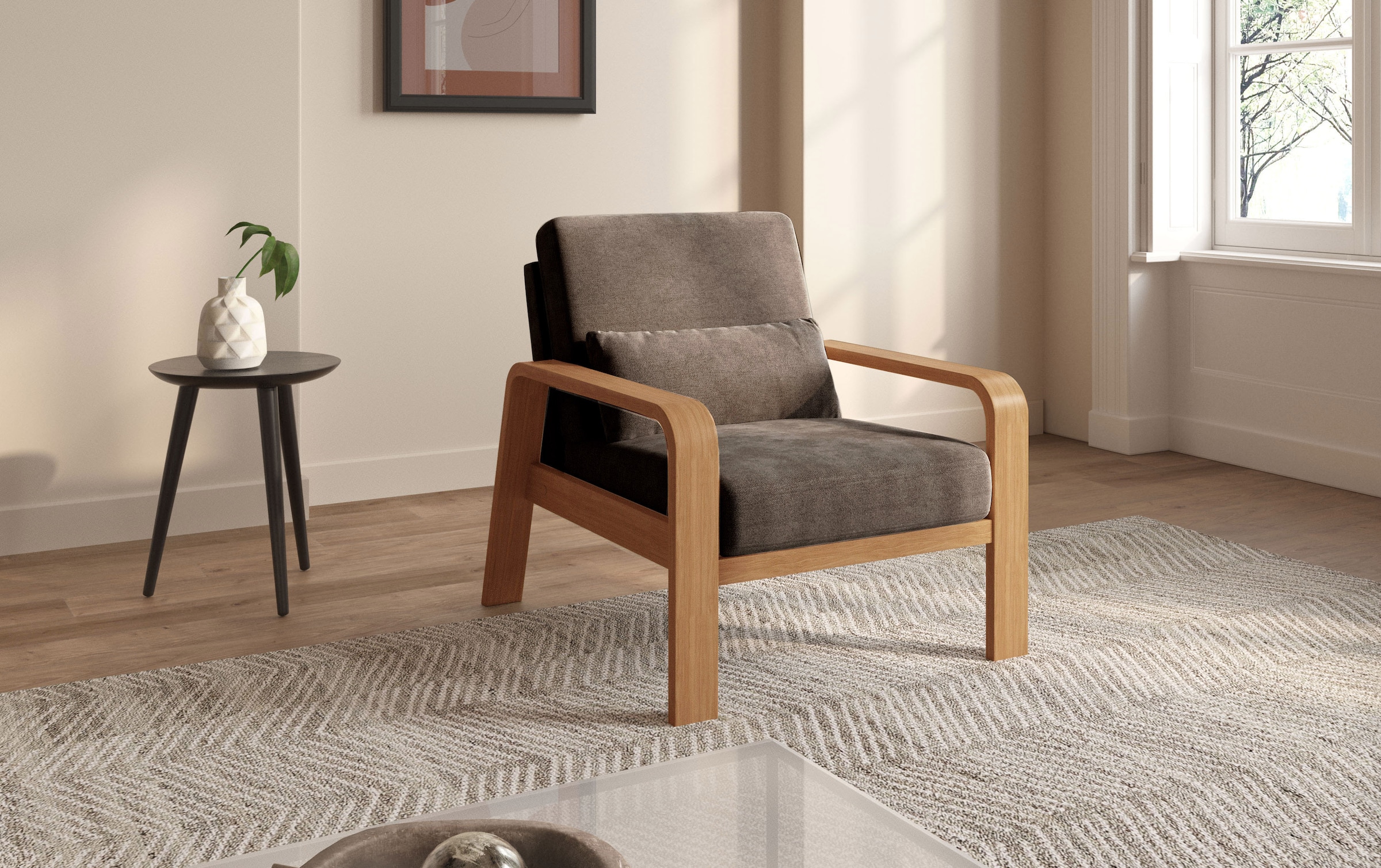 sit&more Sessel »Kolding«, Armlehnen aus eichefarbigem Buchenholz, verschiedene Bezüge und Farben