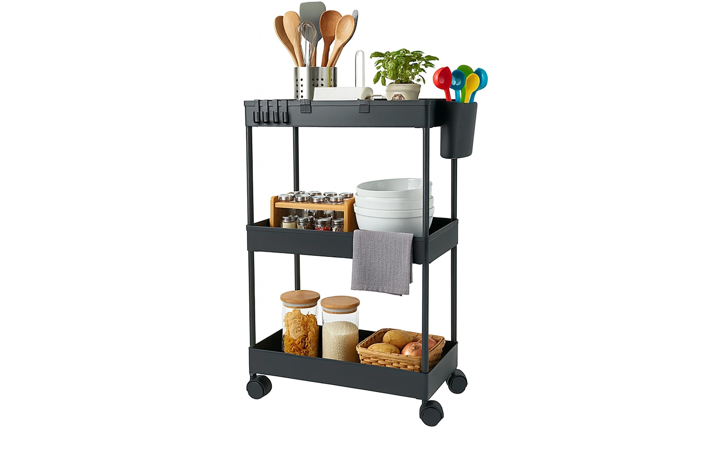 Image of relaxdays Küchenwagen "62.5 x 40 x 22 cm" Mobiler Allzweckwagen mit 3 Ebenen