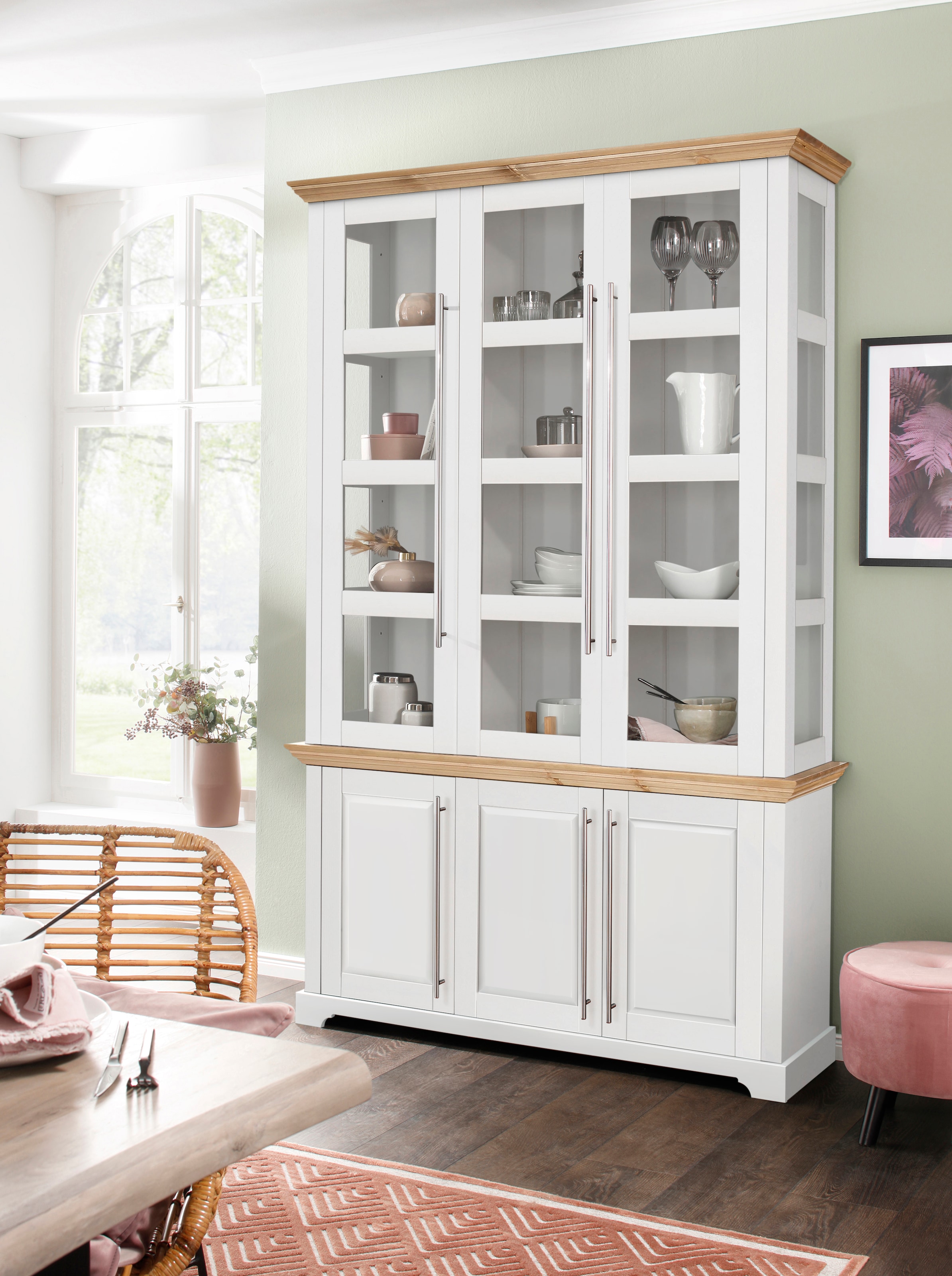 Home affaire Vitrine »Meliss«, aus massiver Kiefer, FSC® zertifiziert, Breite 132 cm
