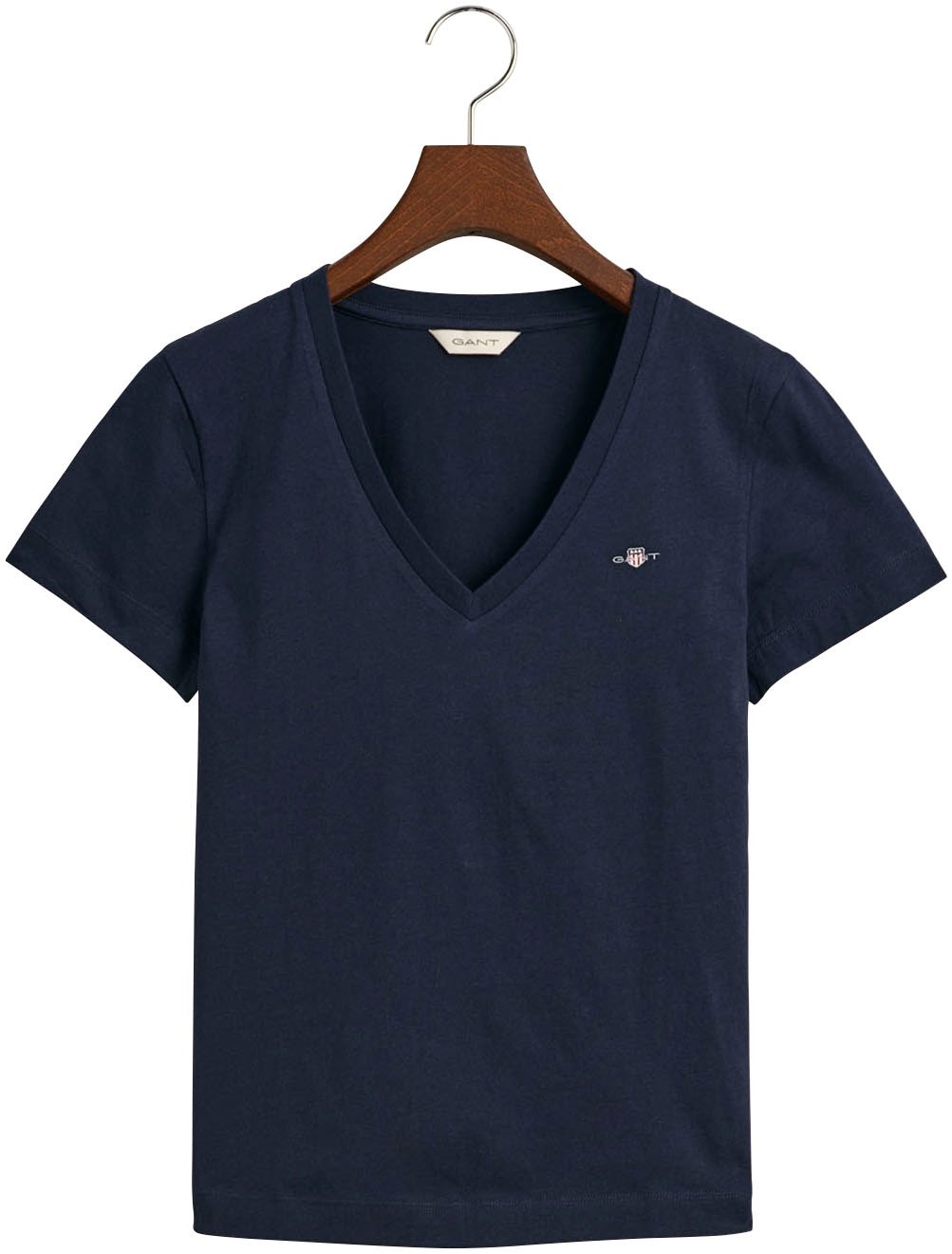 Gant T-Shirt »REG SHIELD KA V-NECK T-SHIRT«, mit einer kleinen Logostickerei auf der Brust
