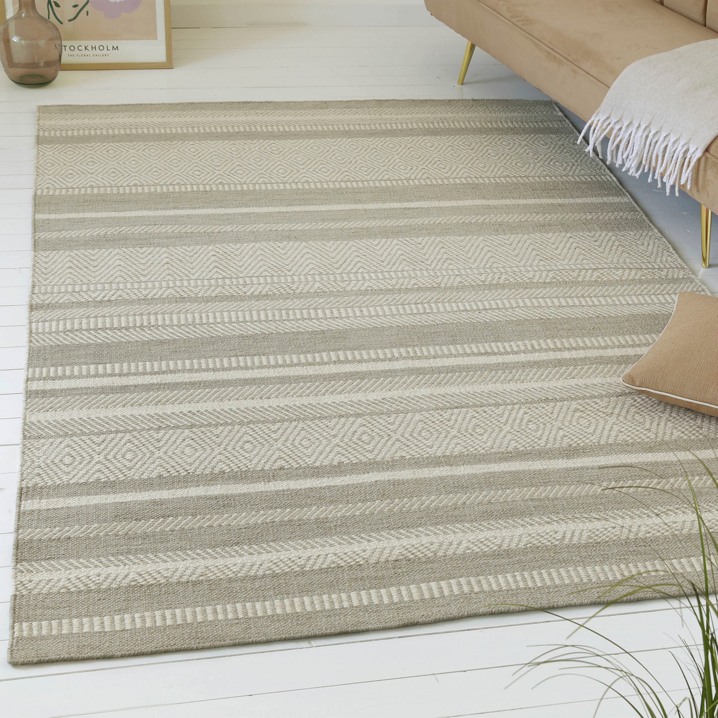 Image of GOODproduct Teppich "Niamh" rechteckig 6 mm Höhe Flachgewebe, Kelim, Wolle, geometrisches Muster, Wohnzimmer