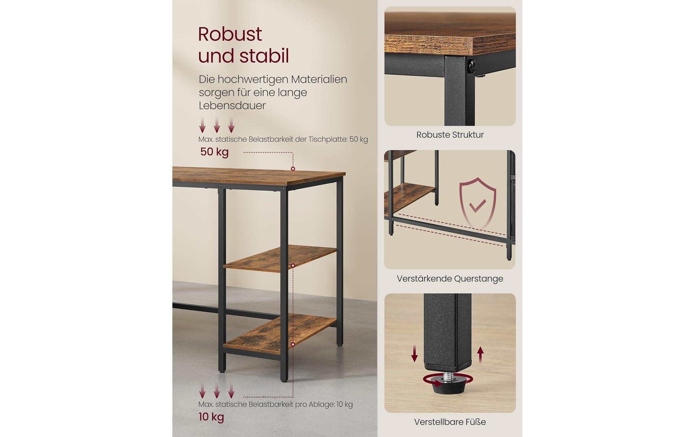 VASAGLE Schreibtisch »140 x 60 cm, Rustikales«