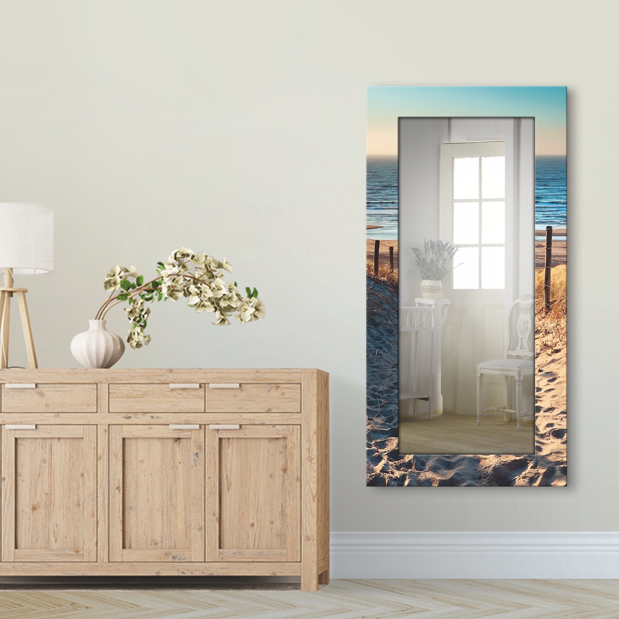 Image of Artland Dekospiegel »Weg zum Nordseestrand Sonnenuntergang«, gerahmter Ganzkörperspiegel mit Motivrahmen, geeignet für kleinen, schmalen Flur, Flurspiegel, Mirror Spiegel gerahmt zum Aufhängen bei Ackermann Versand Schweiz