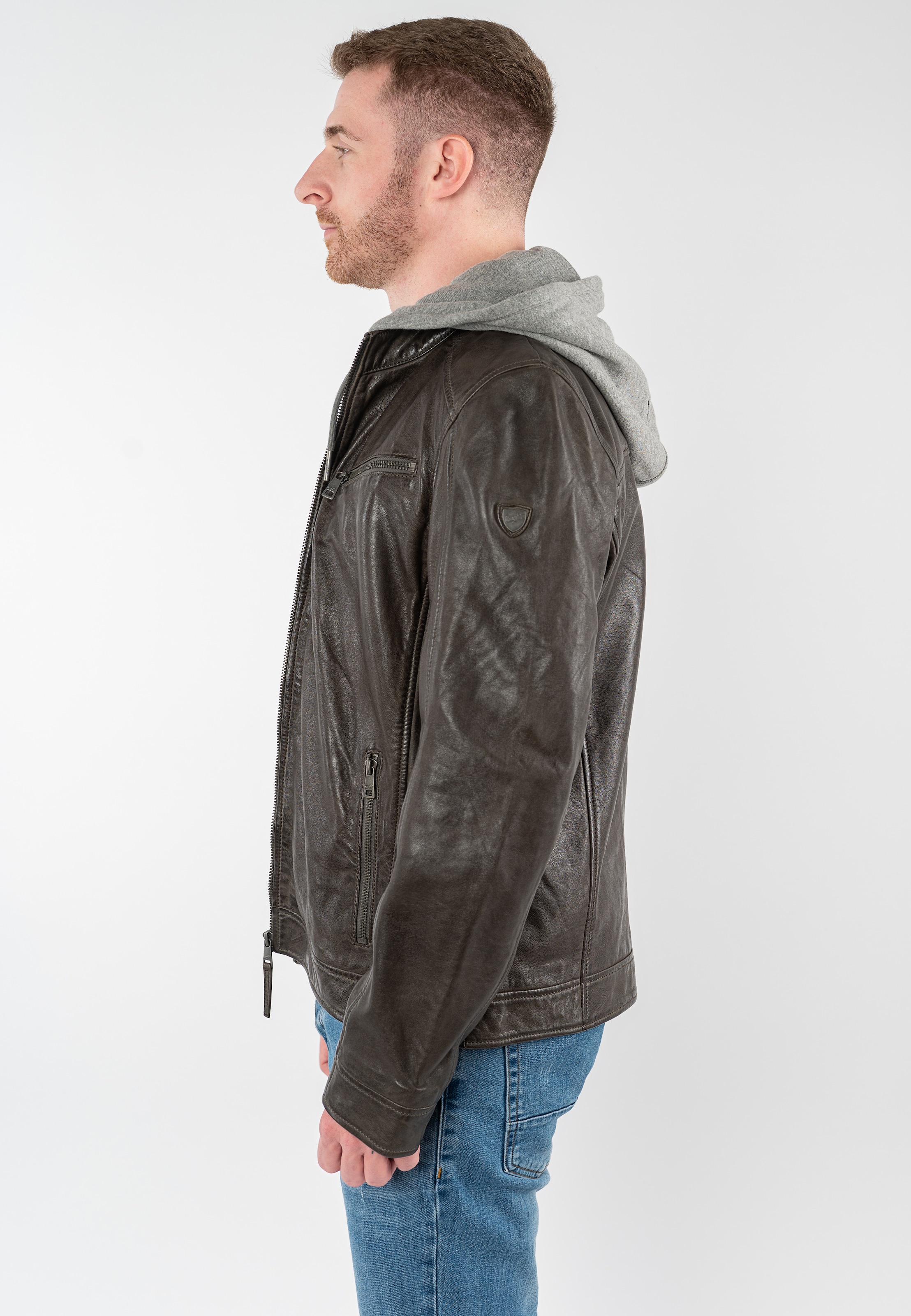 Mauritius Veste en cuir »MMBarlo« mit Kapuze mit abnehmbarer Kapuze