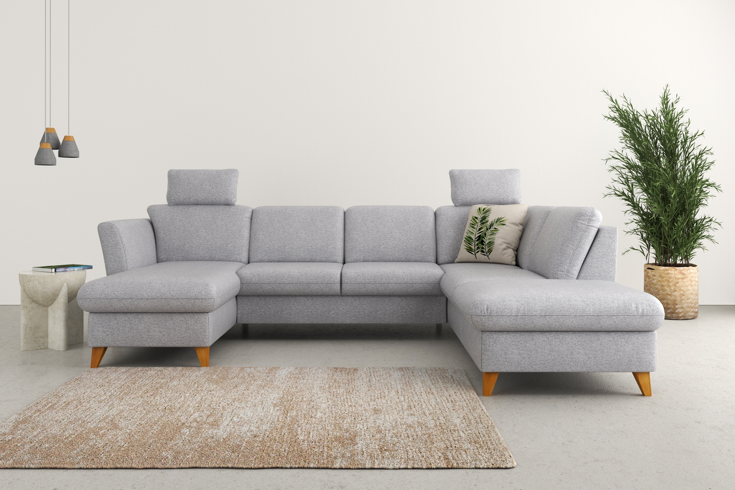 Home affaire Wohnlandschaft »Trelleborg U-Form«, Federkern-Polsterung, wahlweise mit Bettfunktion und Stauraum