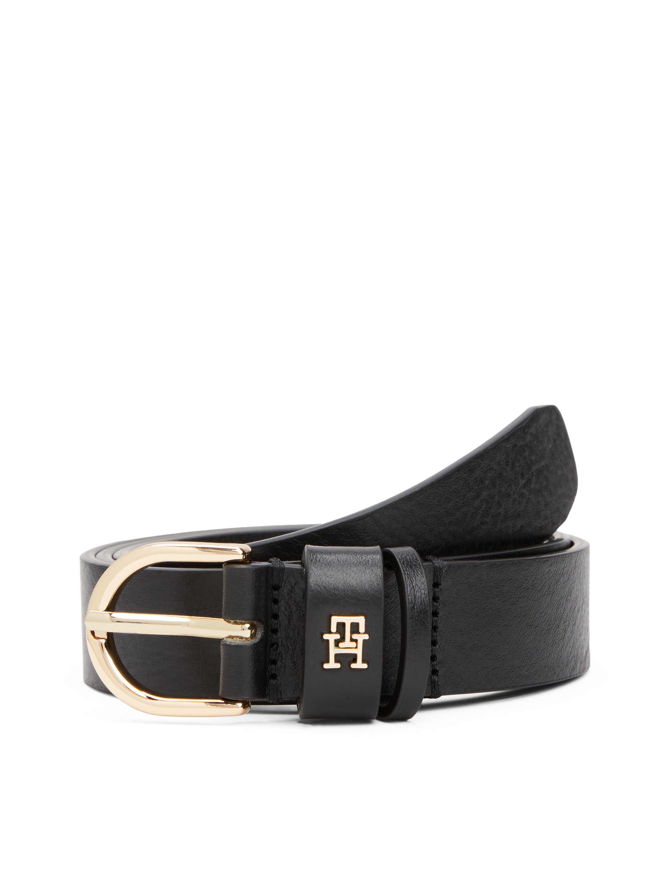 Tommy Hilfiger Ceinture en cuir »ESSENTIAL EFFORTLESS 2.5 cm breit GOLD« Logoemblem, weiche Haptik, ovale Einfachdornschliesse