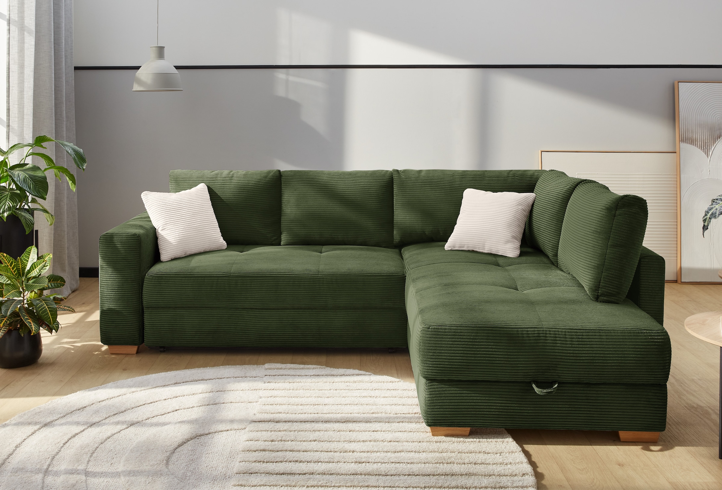 Image of Jockenhöfer Gruppe Ecksofa "Sunset L-Form, B: 257 cm, Liegefl. 160x223 cm Dauerschlafsofa" Tonnentaschen-Federkern, Kaltschaumtopper, Bettkasten & Zierkissen