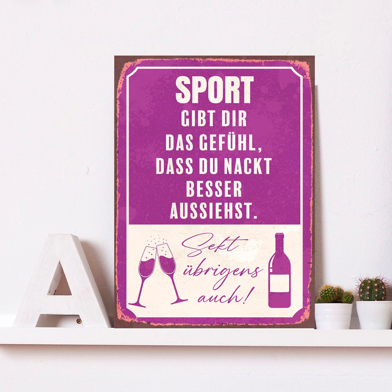 Image of queence Metallbild "Sport" Getränke Schriftzug Schriftzüge Sprüche Sprüche & Texte 1 Stk. tlg. Stahlschilder