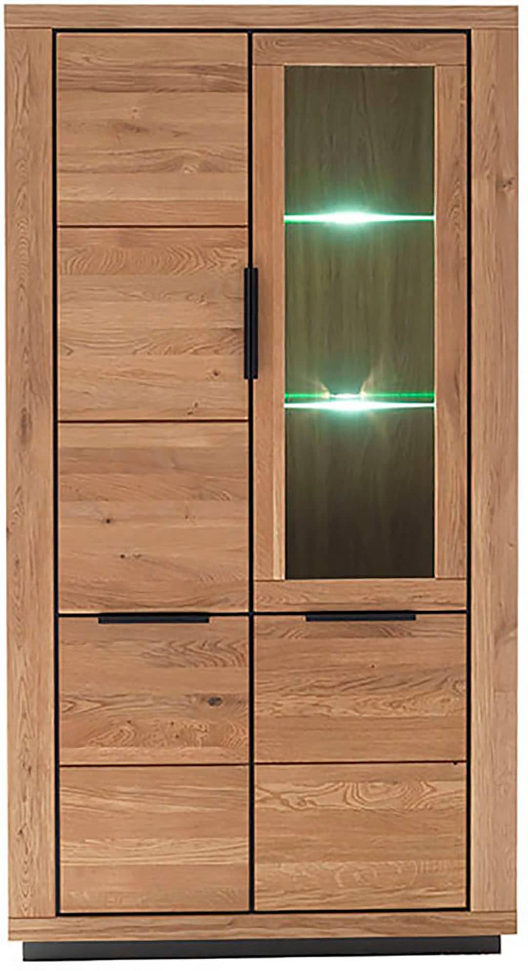 MCA living Vitrine »GRENO Vitrine gross«, (1 St.), aus massiver Wildeiche, Metallgriffe, Breite 107 cm