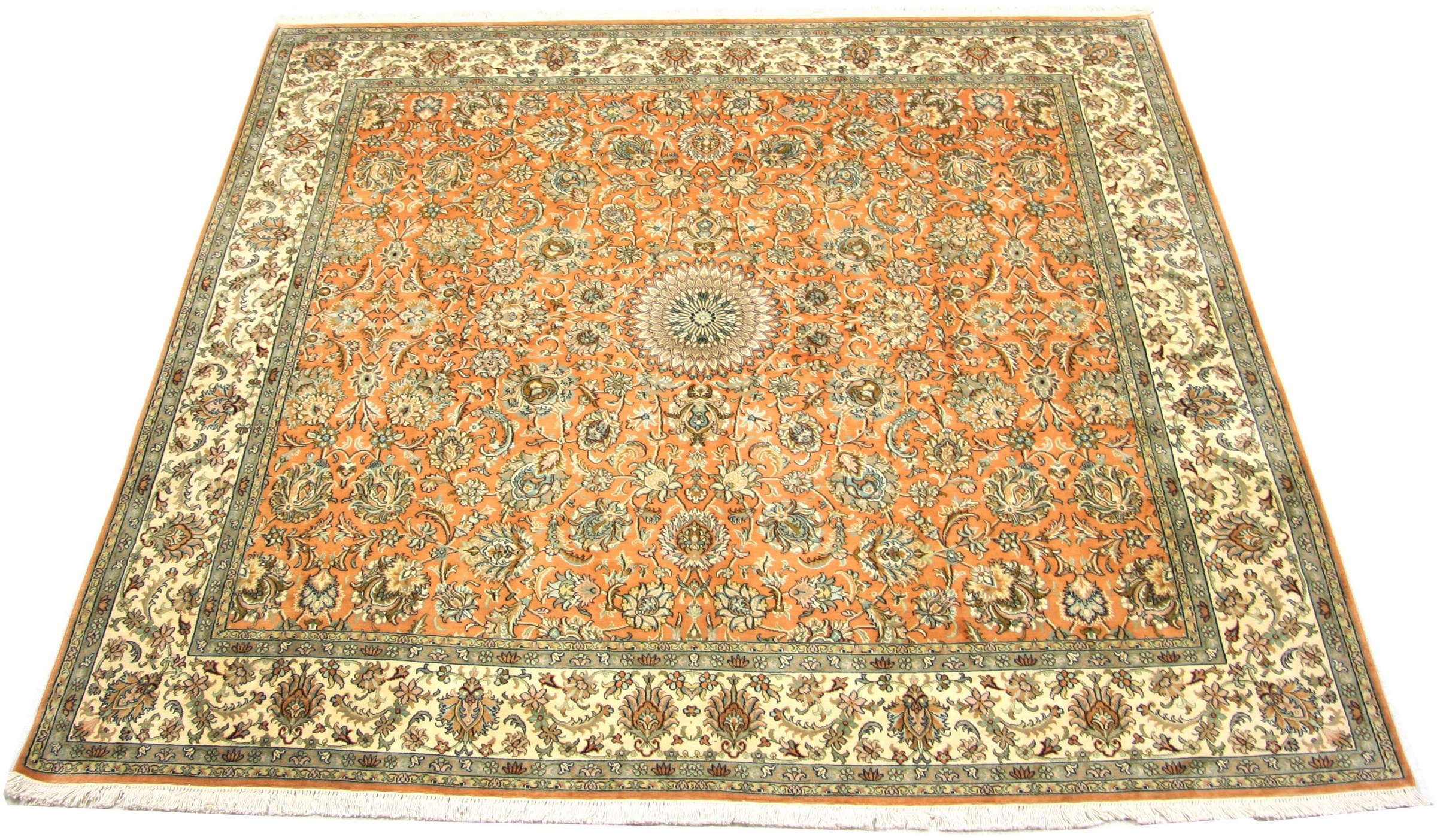 Image of morgenland Teppich »Kaschmir Seide Teppich handgeknüpft orange«, quadratisch, 7 mm Höhe bei Ackermann Versand Schweiz