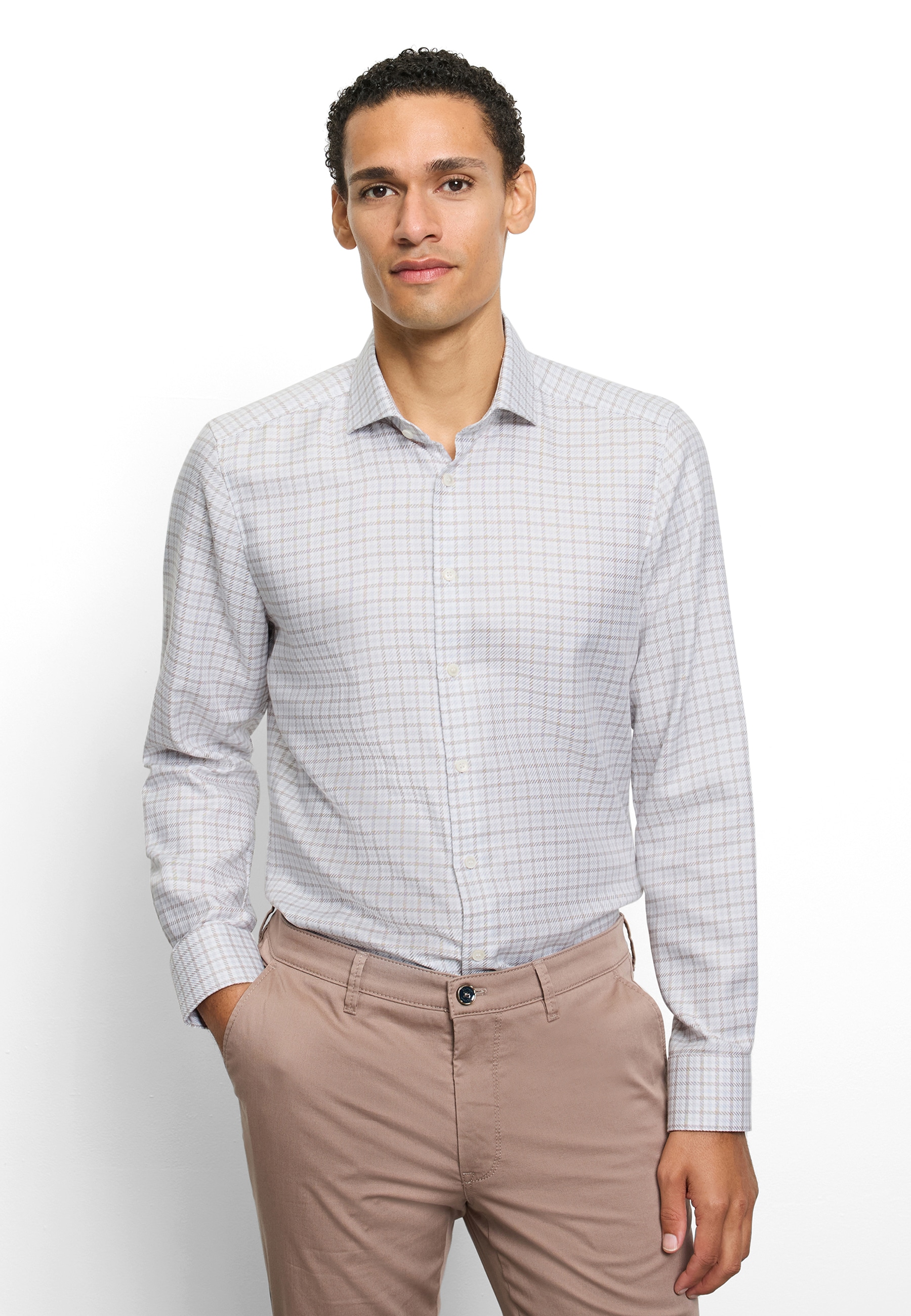 OLYMP Chemise à manches longues »Level Five« Businesshemd, body fit, Royal Kentkragen, Karomuster