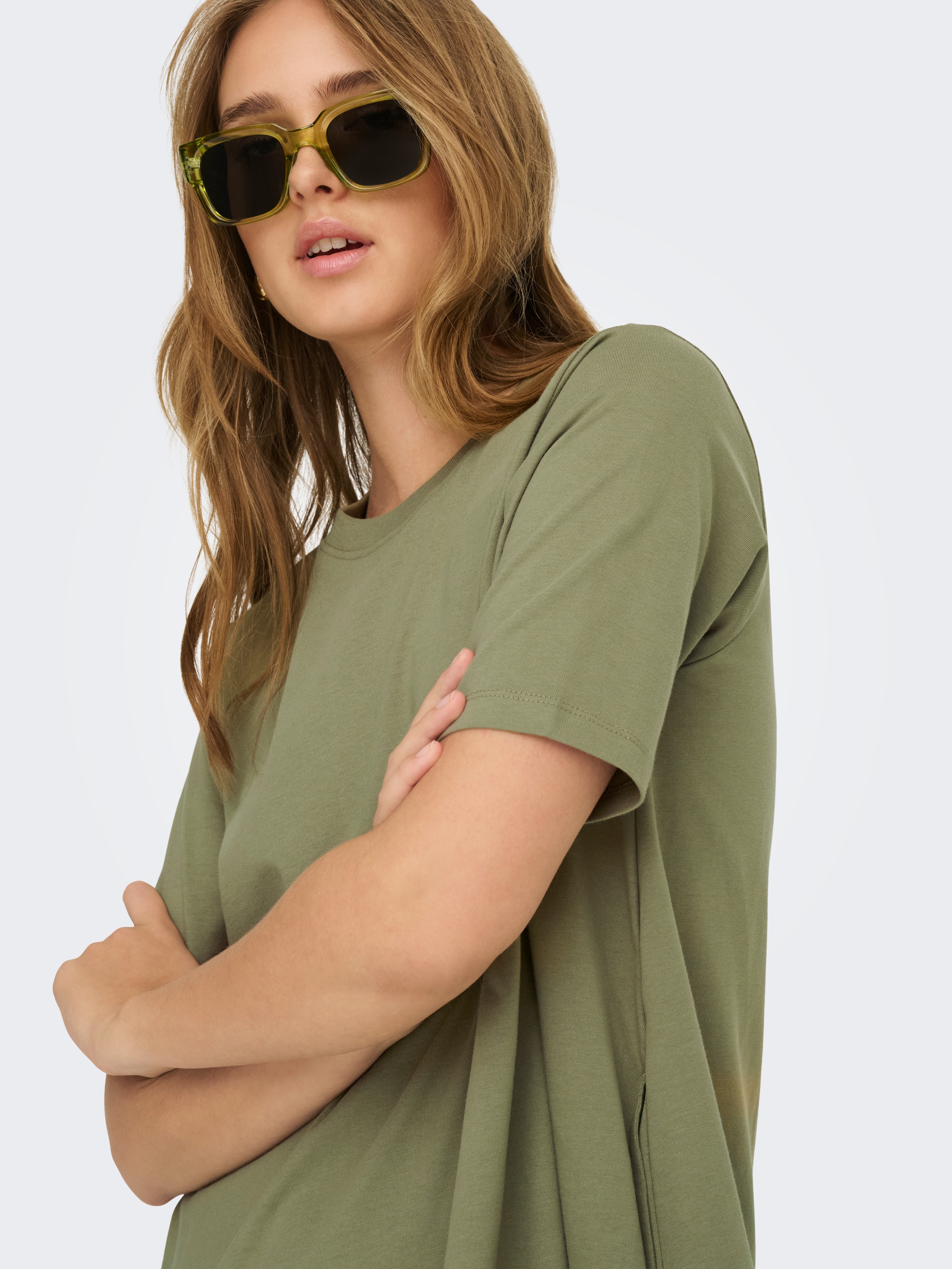 ONLY Mini-robe »ONLMARA S/S POCKET DRESS JRS NOOS« Coton, oversize, col rond