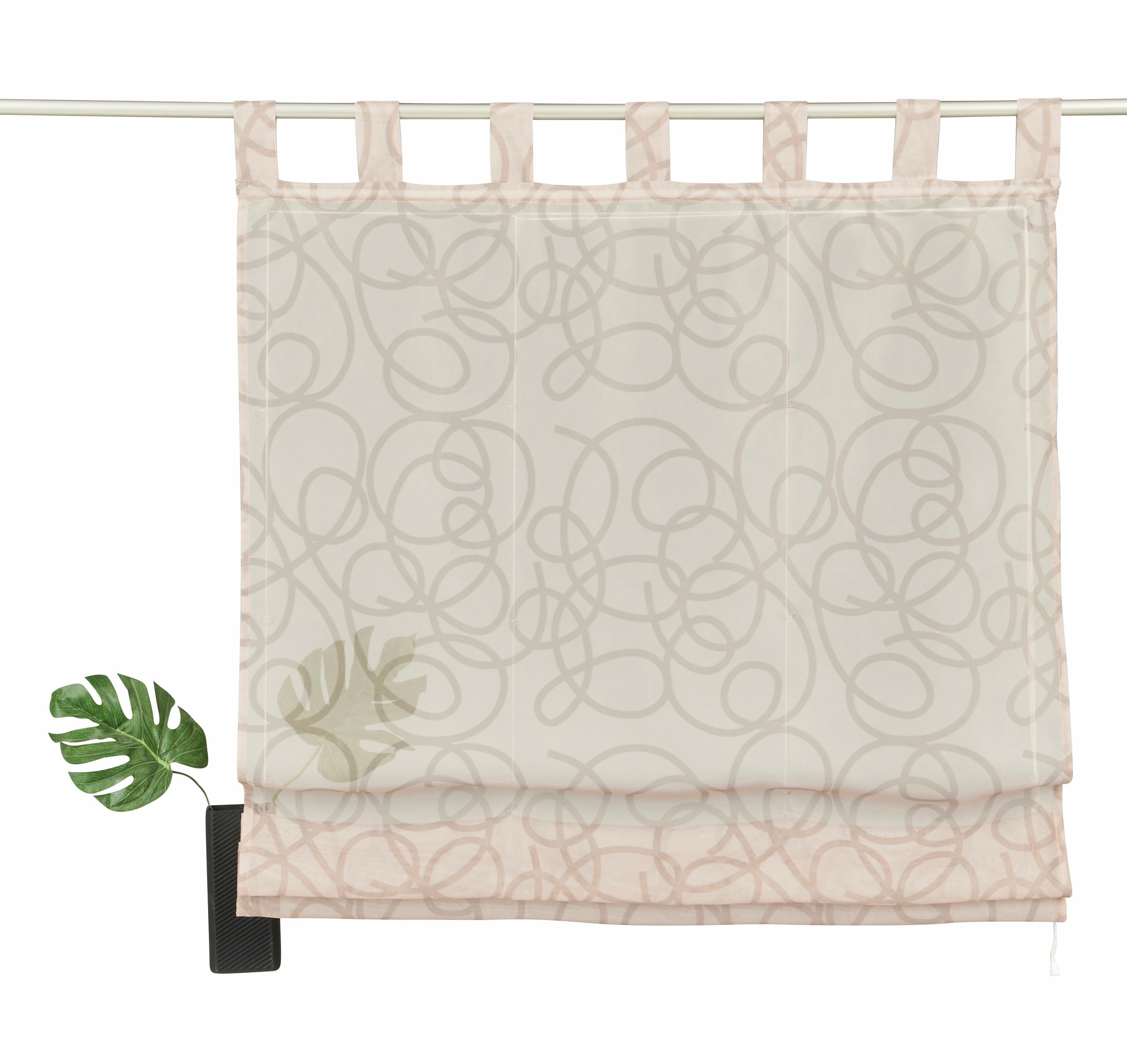 Image of GOODproduct Raffrollo "Tanaro" mit Schlaufen halbtransparent, Voile, Polyester, einseitig mit Schlingen-Motiv