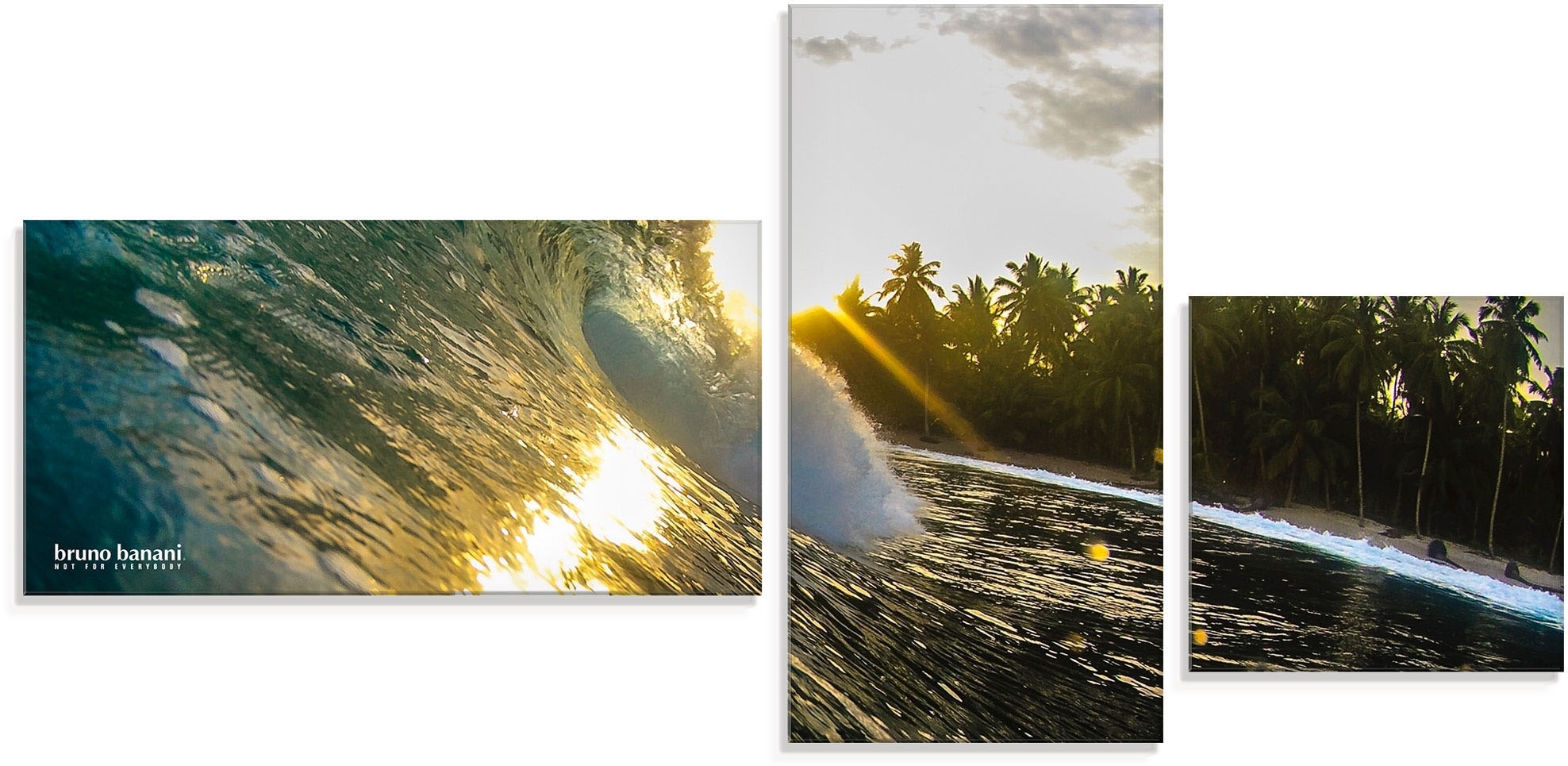 Image of Bruno Banani Glasbild »Wellen am Strand«, Strand, (3 St.) bei Ackermann Versand Schweiz