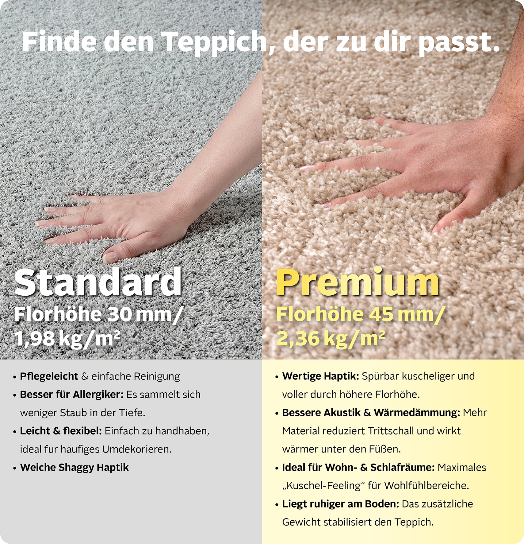 GOODproduct Hochflor-Teppich »Viva Shaggy, in Standard- und Premium-Qualität, 30 mm oder 45 mm Höhe« rechteckig 30 mm Höhe Uni Farben, einfarbig, besonders weich und kuschelig, Kundenliebling