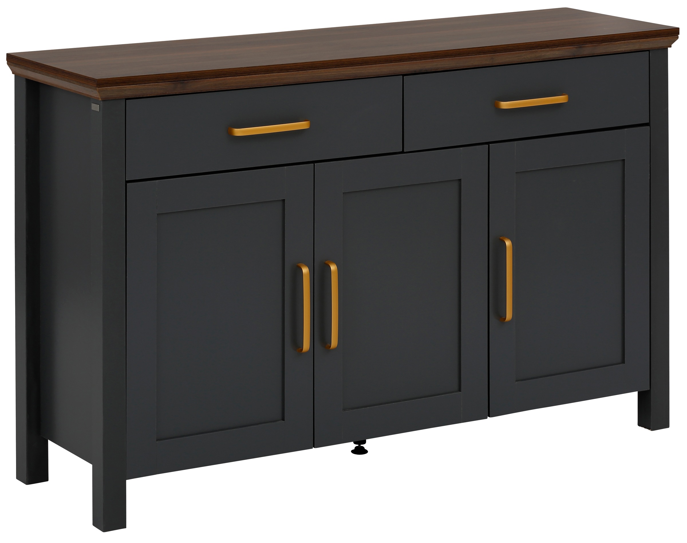Image of Home affaire Sideboard »Martinau«, mit einer Topplatte in einer edlen Holzoptik, mit 2 Schubladen, 3 Türen und 2 verstellbare Einlegeböden, mit Griffen aus goldfarbenem Metall, Breite 130 cm bei Ackermann Versand Schweiz