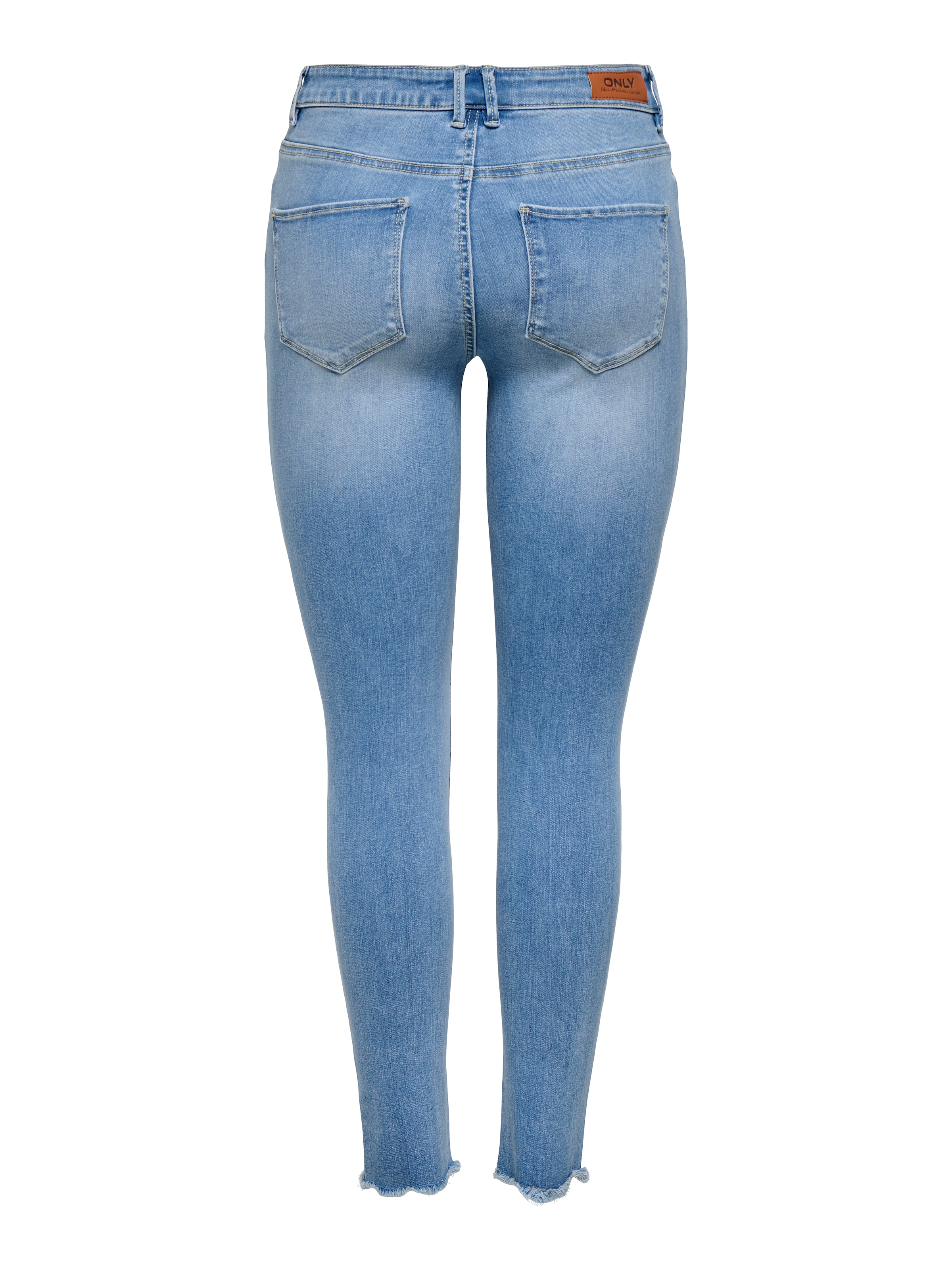 ONLY Jeans skinny »ONBLUSH MW COIN PCK ANK RW DNM« Mélange de coton, coupe skinny, ourlet ouvert, effets destroyed