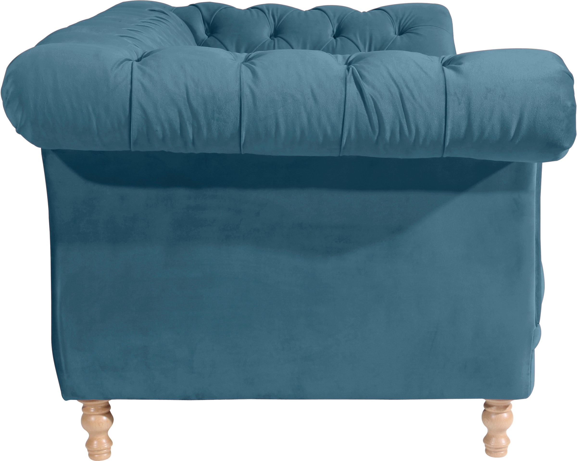 Max Winzer® Chesterfield-Sofa »Isabelle«, mit Knopfheftung & gedrechselten Füssen in Buche natur, Breite 200 cm