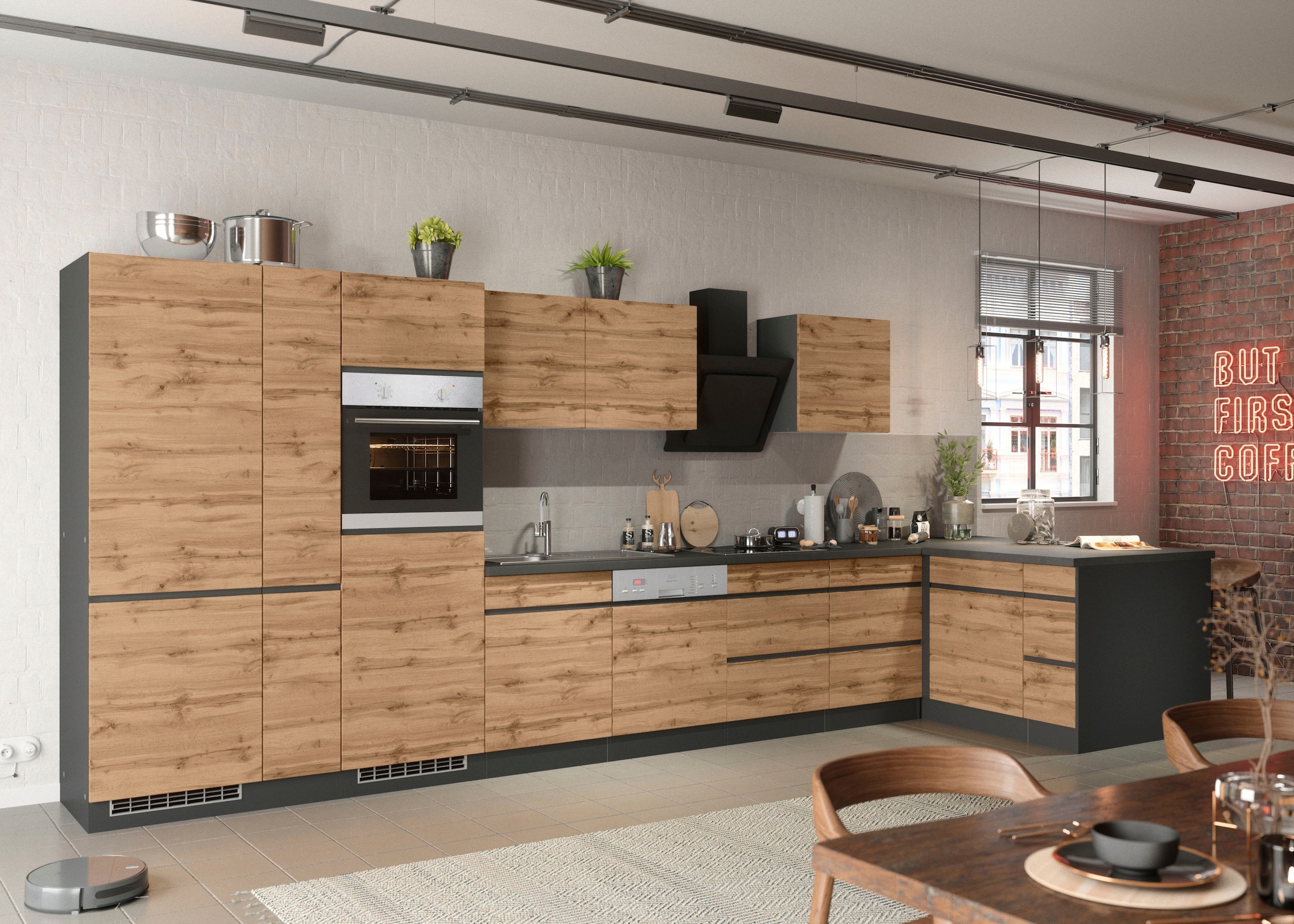 KOCHSTATION Cuisine d'angle »KS-Riesa« Largeur d'installation 490/153 cm, sans appareils électriques