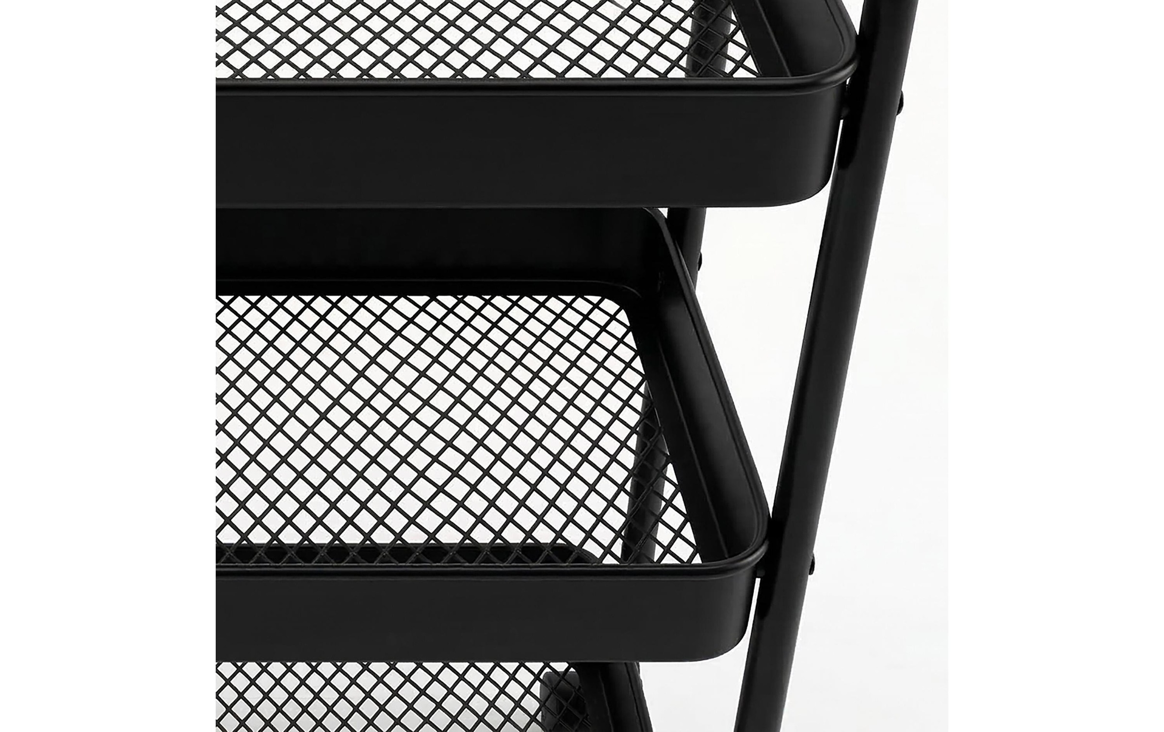 relaxdays Rollwagen "Mesh mit 3 Ebenen 78 x 43 x 30 cm" Mobiler Servierwagen mit 3 Mesh-Körben und 360-Rollen