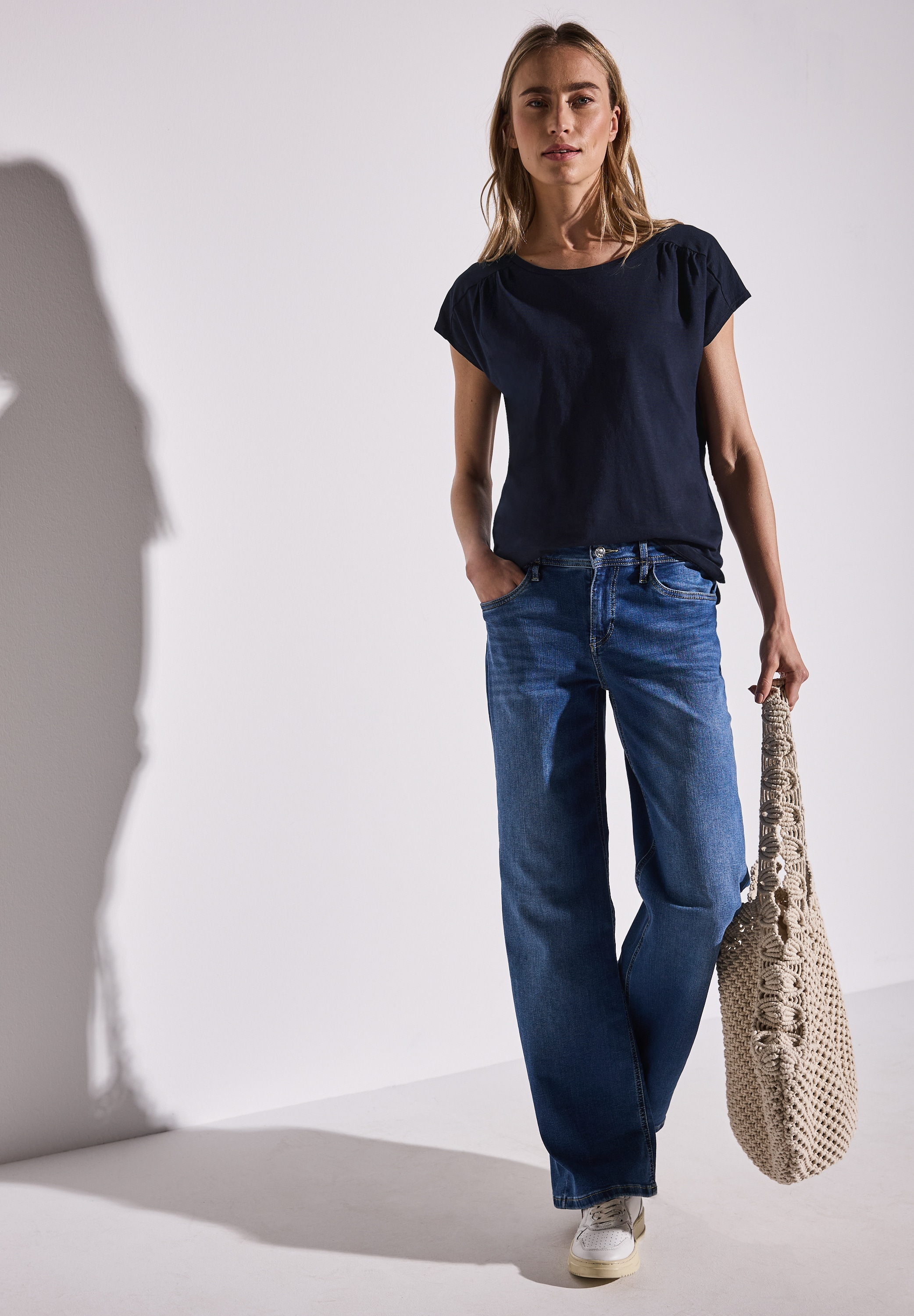STREET ONE Shirttop, mit Raffung an der Schulter
