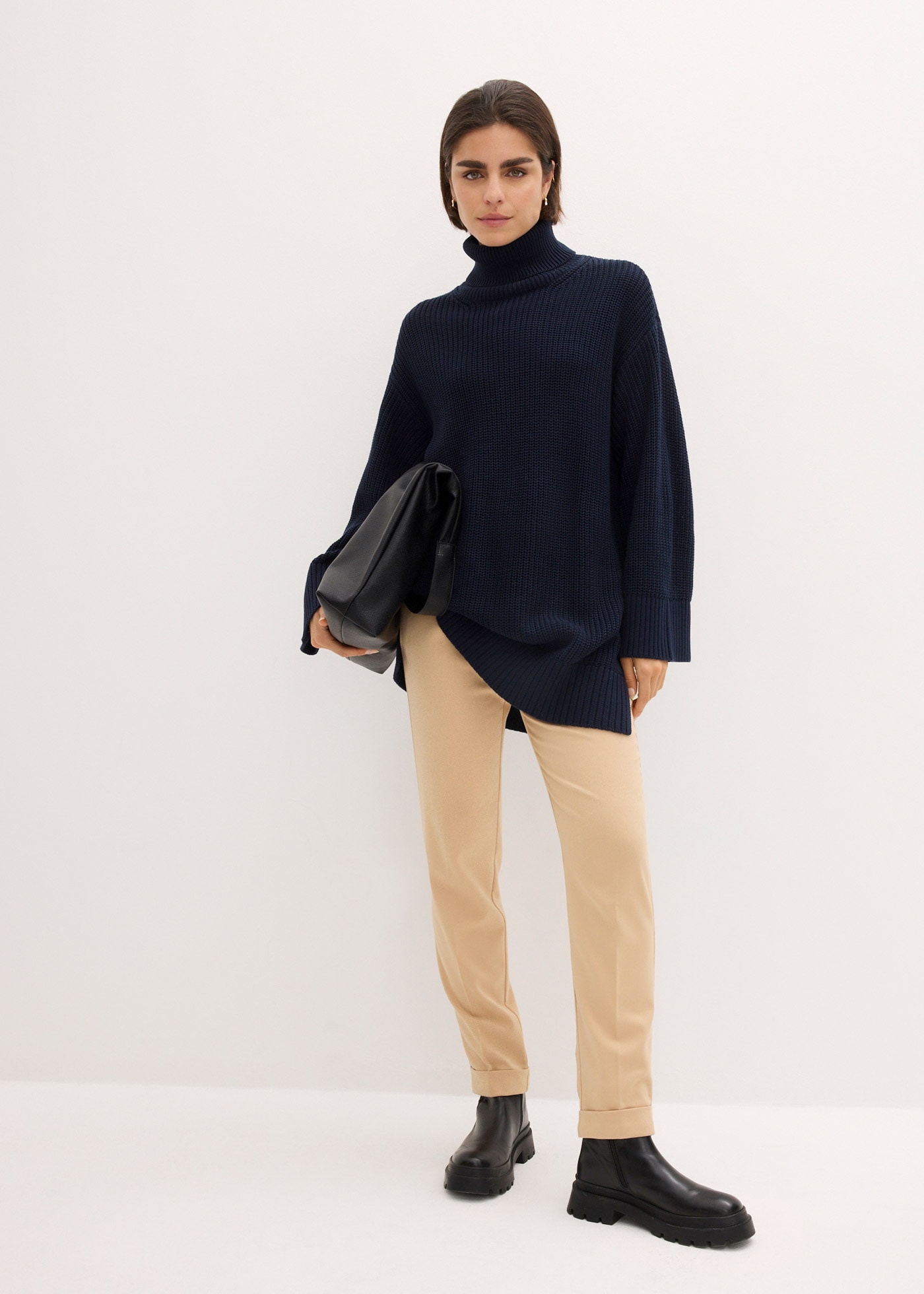 bonprix Rollkragenpullover »Oversize-Rollkragenpullover aus Baumwoll-Mix«, Oversize-Rollkragenpullover aus Baumwoll-Mix
