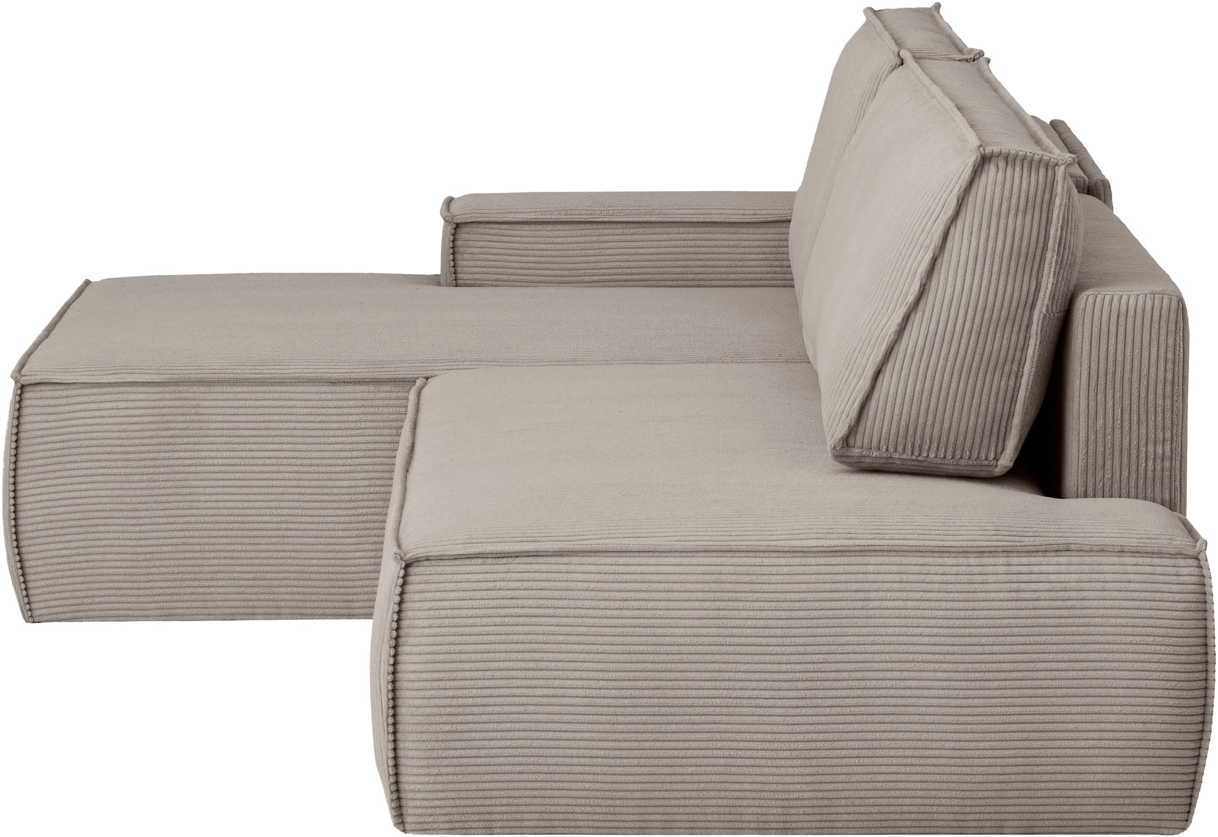 Home affaire Ecksofa »SHERWOOD, Schlafsofa in L-Form offen (275cm), Cord, Leinenoptik«, Schlaffunktion und Bettkasten, Kedernaht, hoher Sitz- & Liegekomfort