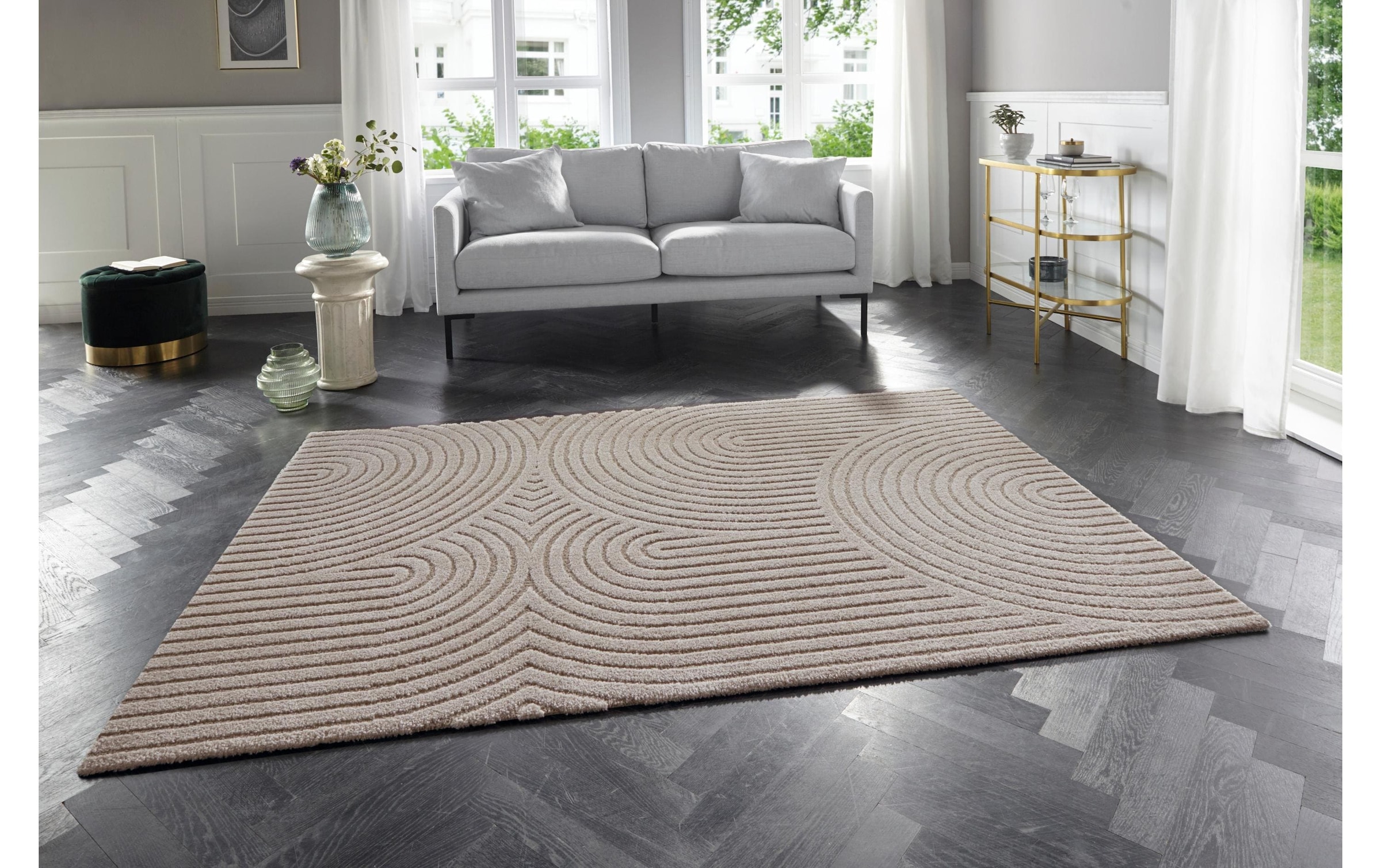 ELLE DECORATION Teppich »Panglao« rechteckig 14 mm Höhe Boho Design, Kurzflor, 3D Optik, Skandinavisch, Wohnzimmer