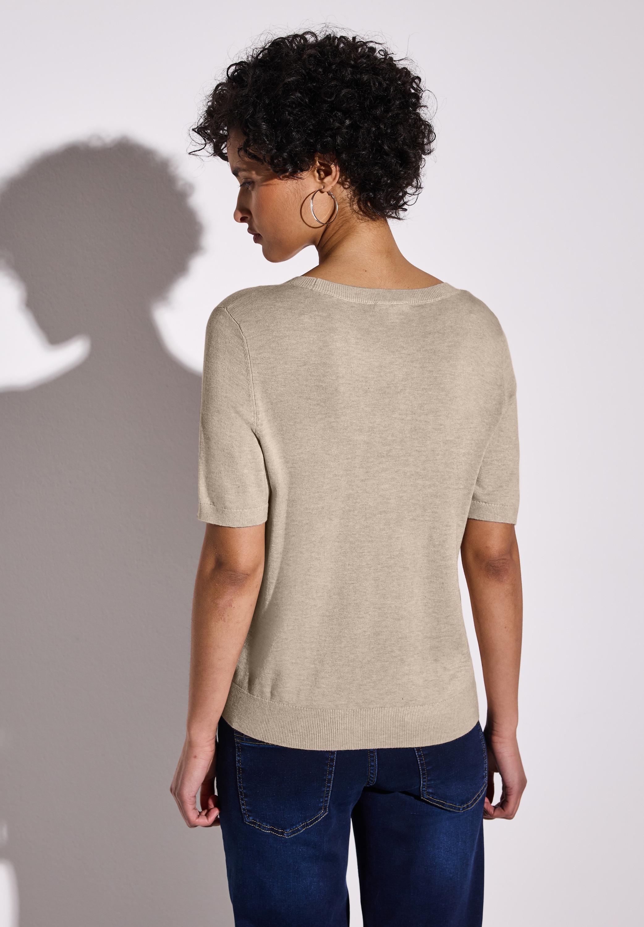 STREET ONE Kurzarmpullover, mit Rippbündchen