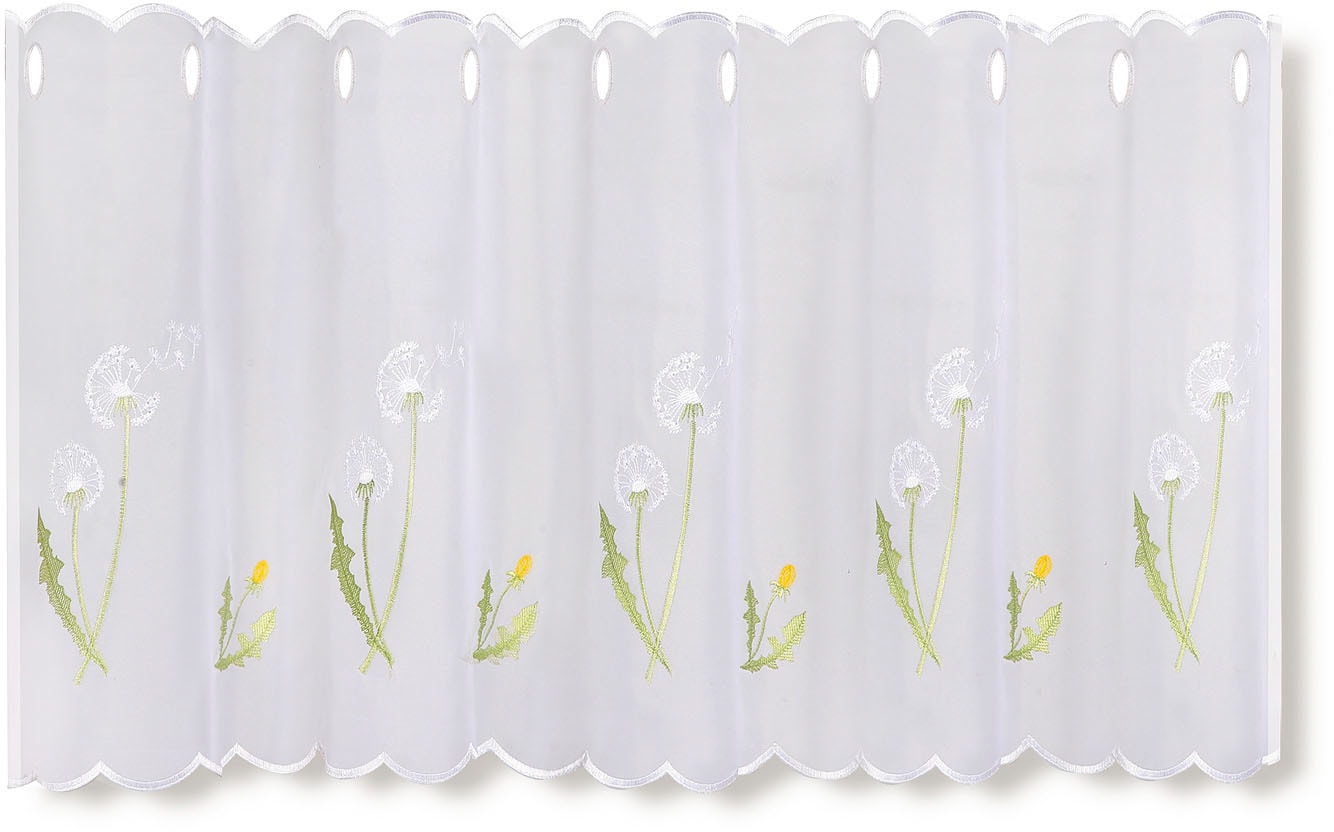 Image of Gerster Scheibengardine "Pusti" Durchzuglöcher 1 Stk. tlg. HxB: 50x145, mit gestickten Blumendesign