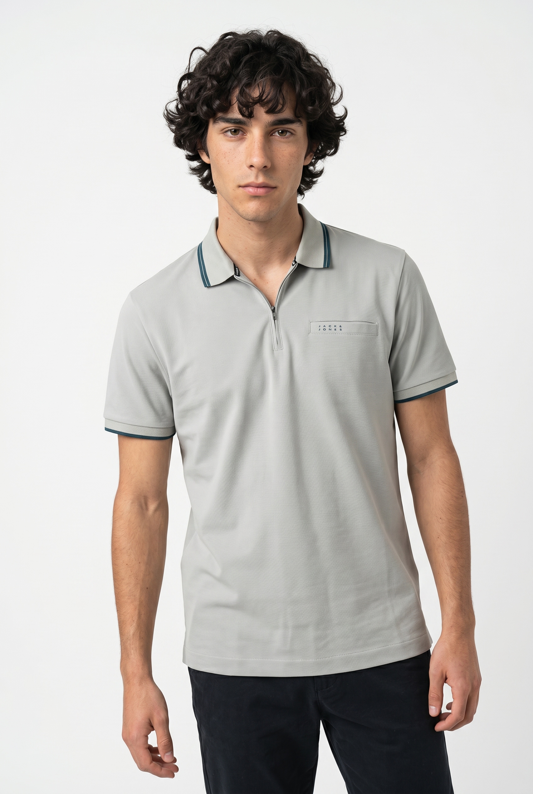 Image of Jack & Jones Poloshirt "JCOFUSION BRANDING POLO ZIP SS" mit Brusttasche