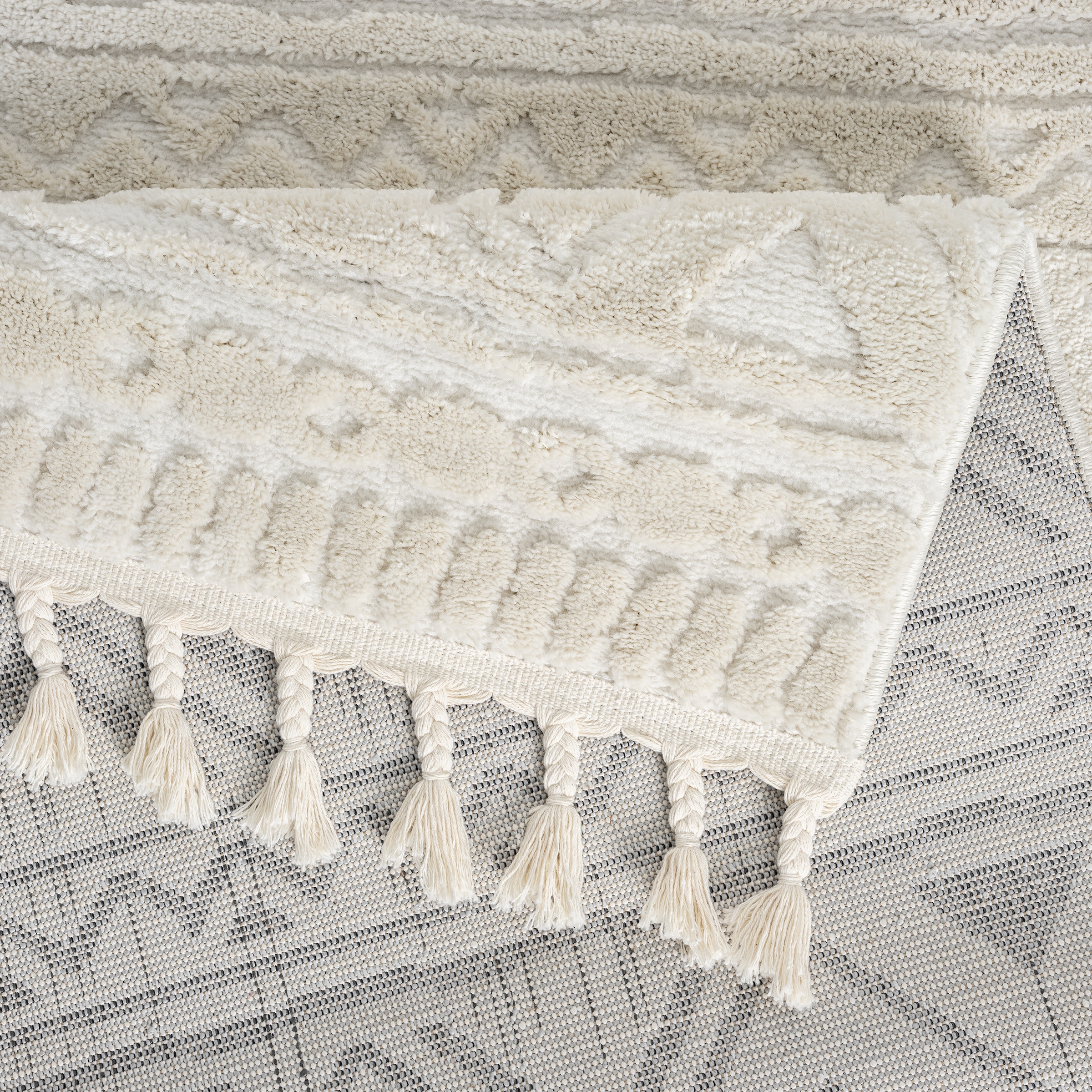 GOODproduct Läufer »Bonvo 80x300 cm« rechteckig 19 mm Höhe mit Fransen, Hoch-Tief-Struktur, Wohnzimmer, Schlafzimmer