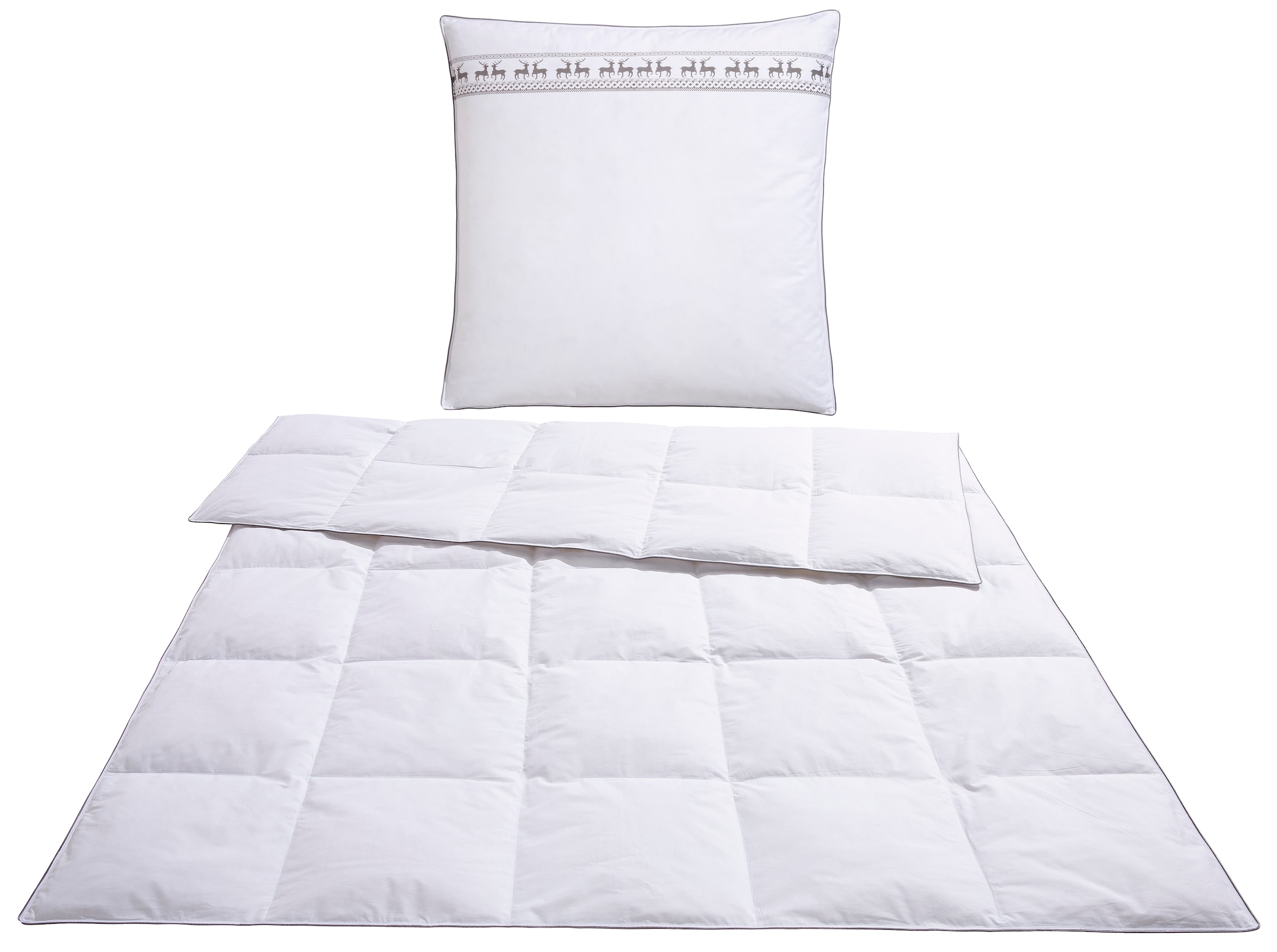 Älgdröm Daunenbettdecke + Kopfkissen »Sorsele, Bettdecke 135x200 cm oder 155x220 cm, 2-tlg.« Set mit Kissen 80x80 cm, Sommer, Winter, Made in Germany