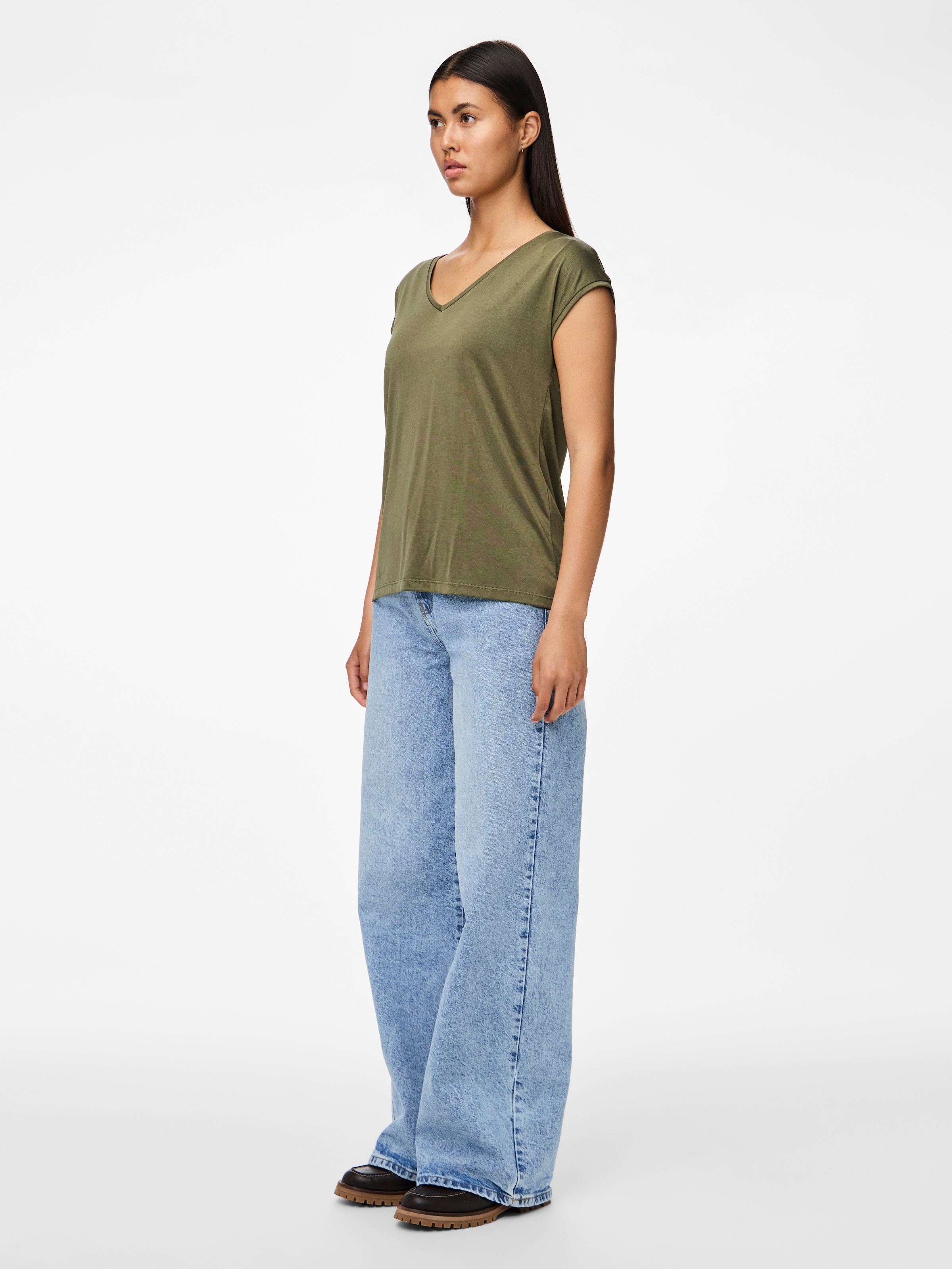 pieces T-shirt à manches courtes »PCKAMALA TEE NOOS BC« Materialmix, regular fit