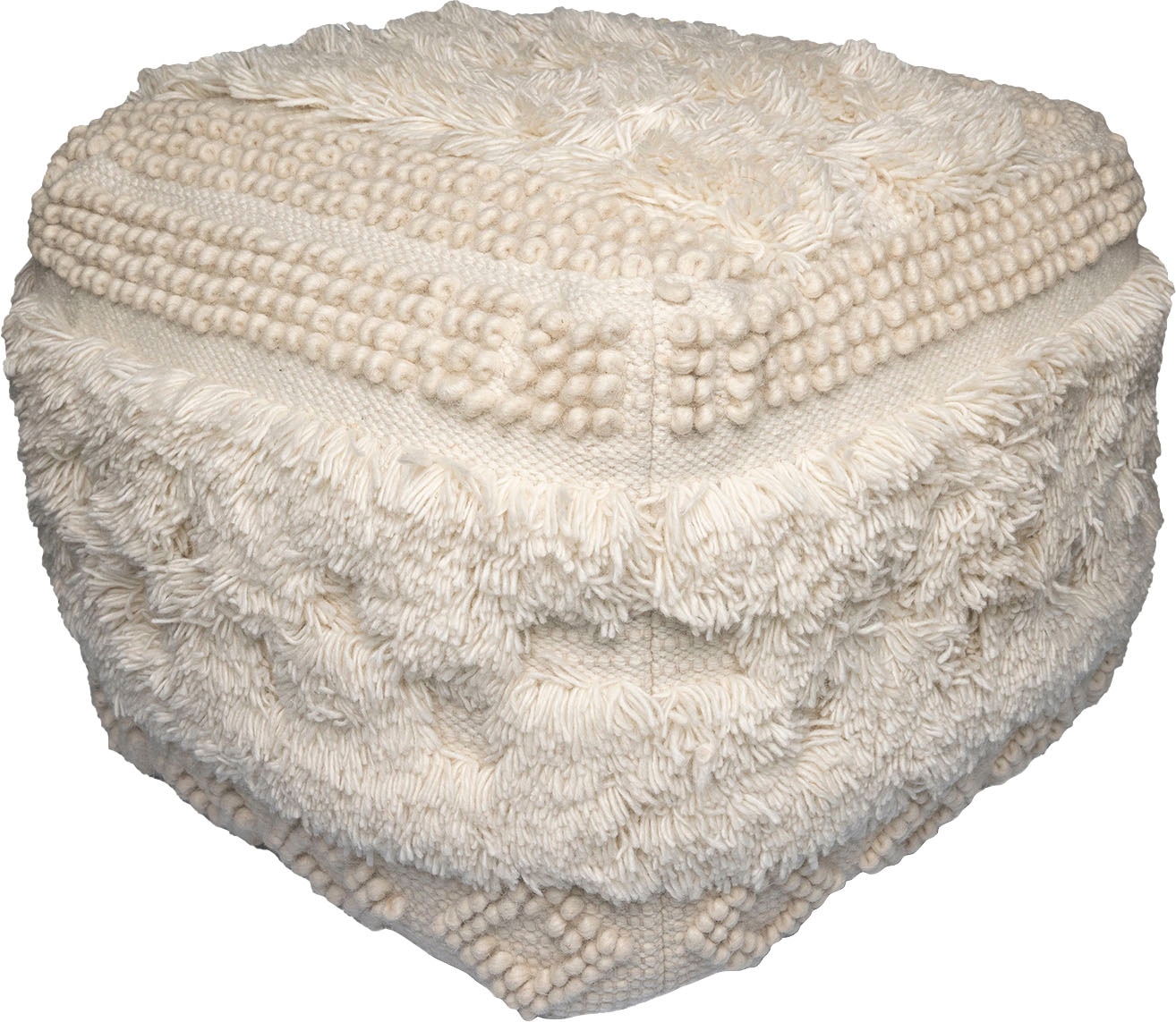 Image of Kayoom Pouf "Bohist 125 50cm x 50cm, Strukturen mit Fransen und Quasten" 1 Stk. tlg. handgefertigt, Unikat, sehr gut kombinierbar, vielfältig im Einsatz