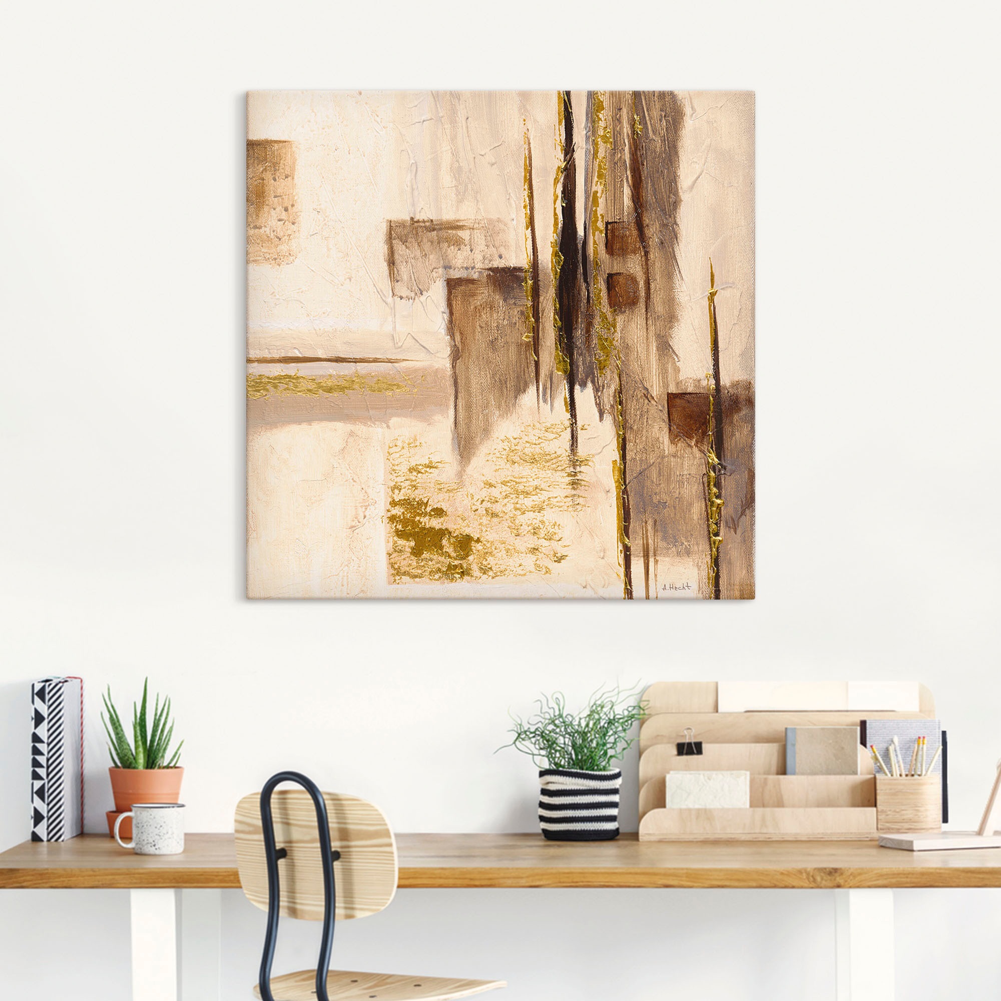 Artland Wandbild »Goldene Silhouette I«, Muster, (1 St.), als Leinwandbild, Wandaufkleber in verschied. Grössen