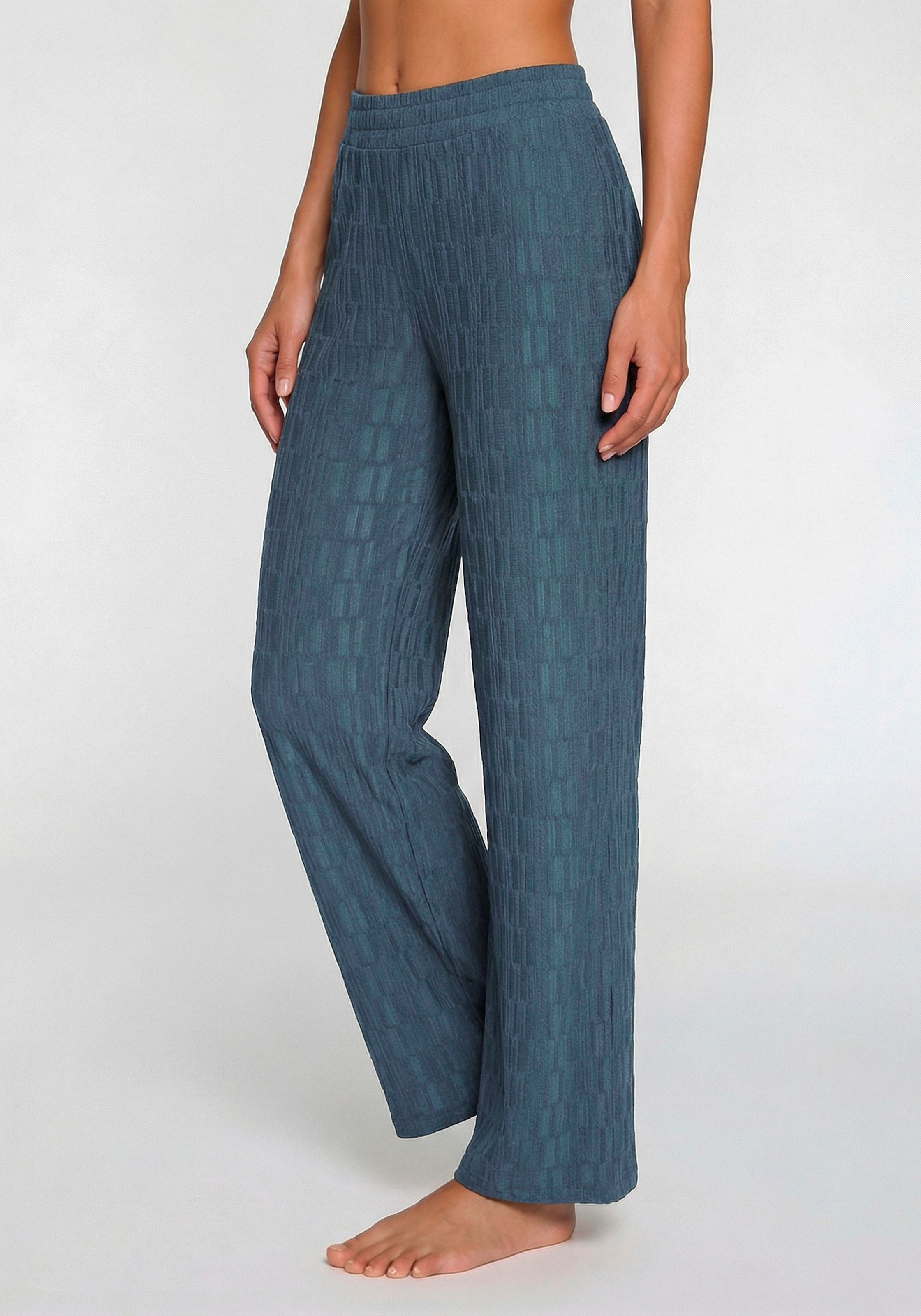 LASCANA Pantalon homewear »-Relaxhose«  coupe large, design en structure nid d'abeille
