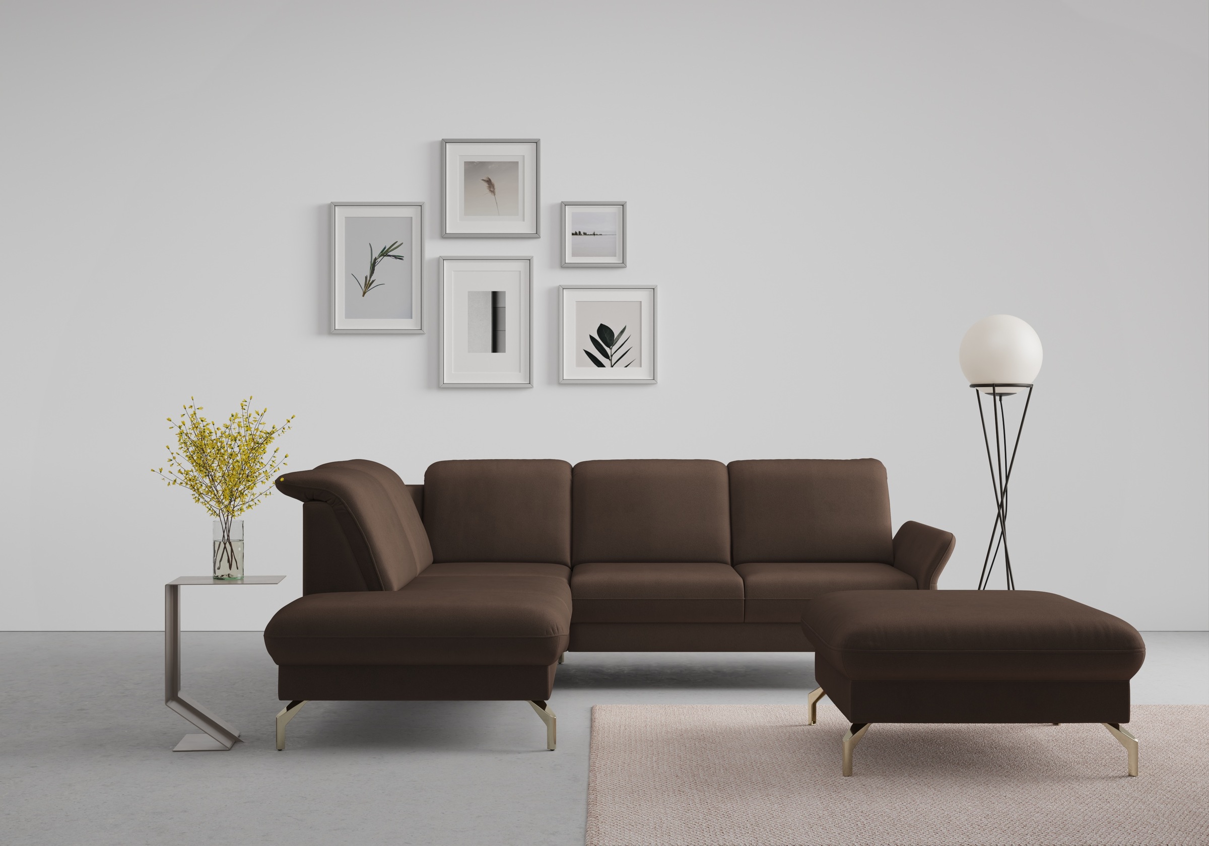 sit&more Canapé d'angle »Fashion L-Form« wahlweise mit Kopfteilverstellung, Vorziehsitz, motorisch, Nickelfüsse