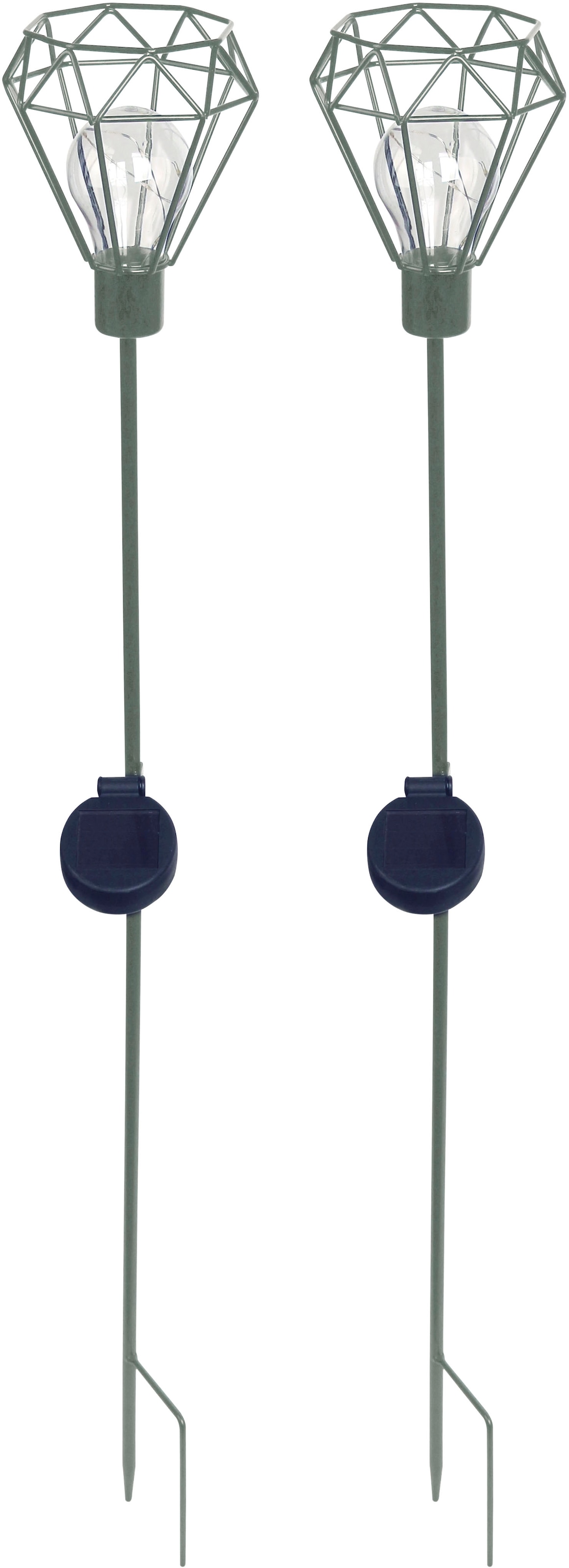 Image of LUXFORM Gartenleuchte "Solar-Erdspiess-Gartenlampe - Diamond - 2 Stück" LED-Modul 2 Stk. Dekoratives Gartenornament