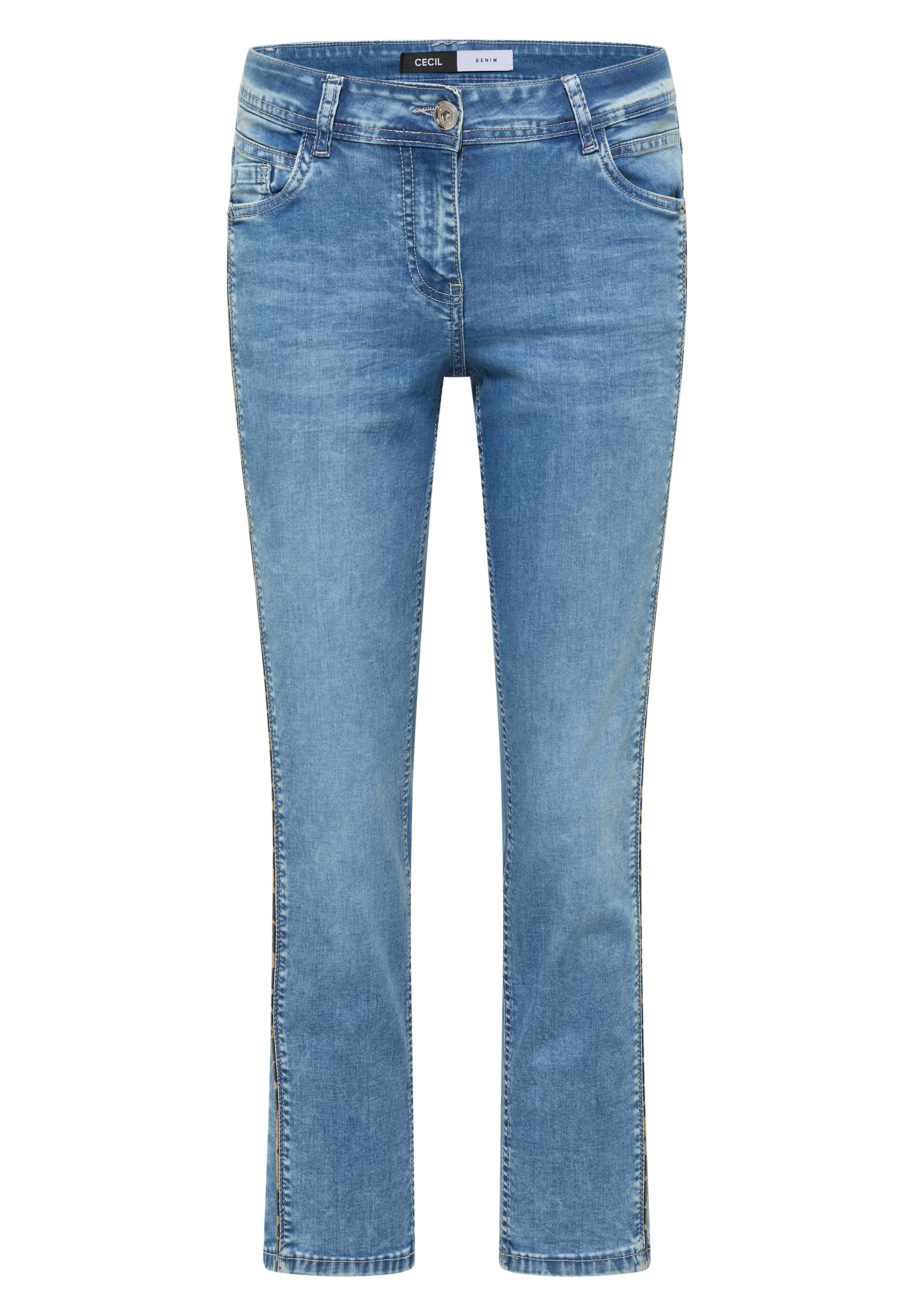 Cecil Jeans droit »Style Scarlett Straight« avec passepoils léopard / rayures