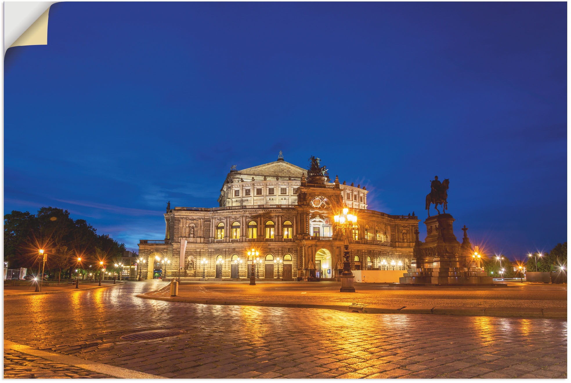 Artland Wandbild »Semperoper in Dresden zur blauen Stunde«, Dresden, (1 St.),  als Alubild, Leinwandbild, Wandaufkleber oder Poster in versch. Grössen