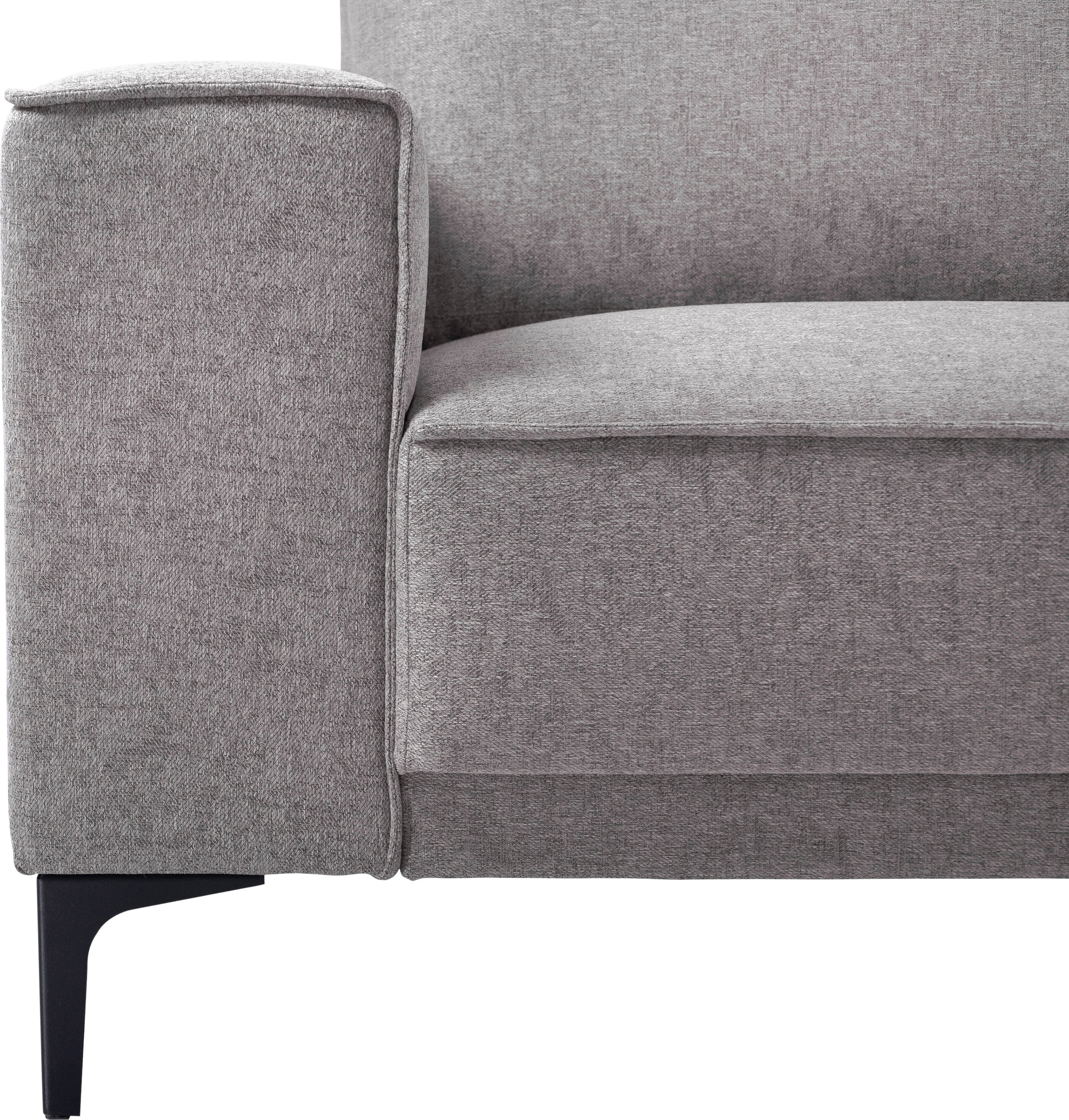 Places of Style Ecksofa »Polsterecke Oland, Struktur, Flachgewebe, Luxus-Microfaser, Boucle«, L-Form, 280 cm, Wellenunterfederung, Skandi-Design, Metallfüsse