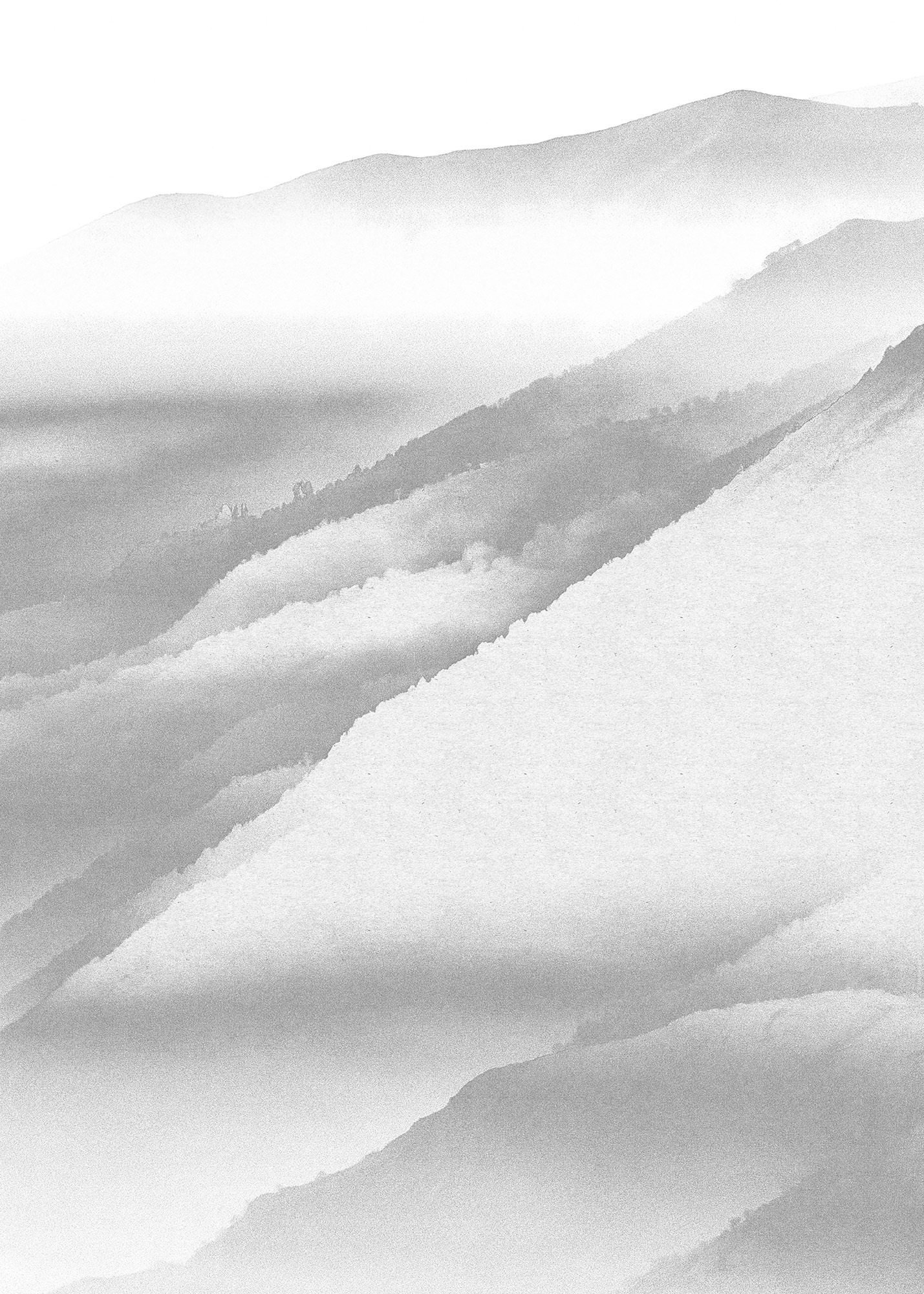 Image of Komar Vliestapete "Digitaldruck Vlies - White Noise Mountain - Grösse 200 x 280 cm" bedruckt glatt Wohnzimmer, Schlafzimmer