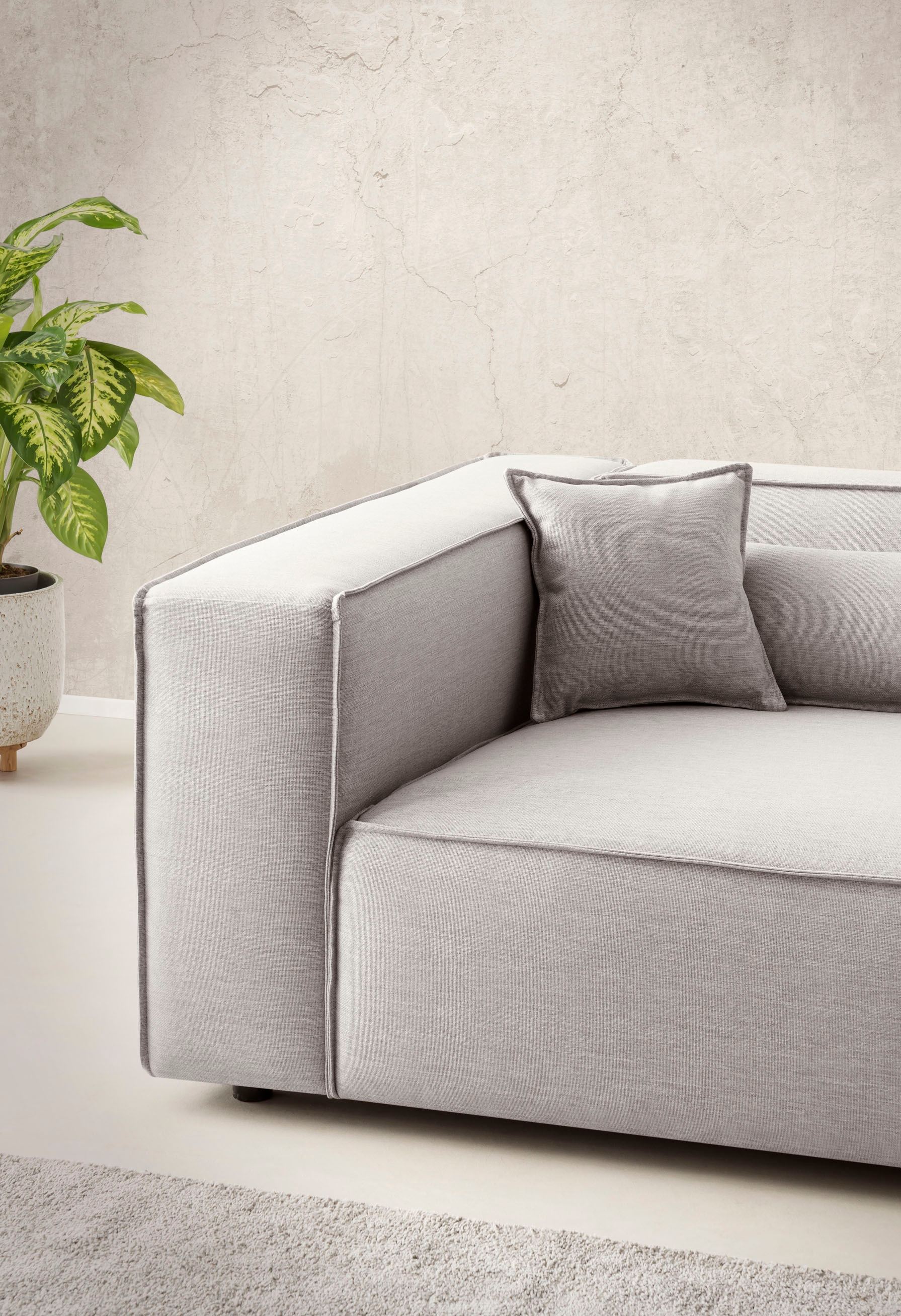 LeGer Home by Lena Gercke 3-Sitzer »PIARA, XXL Sofa mit Kedernaht, Big-Sofa in Cord oder Leinenoptik«, schwarze Füsse, bequemer Sitzkomfort, extra tiefe Sitzfläche