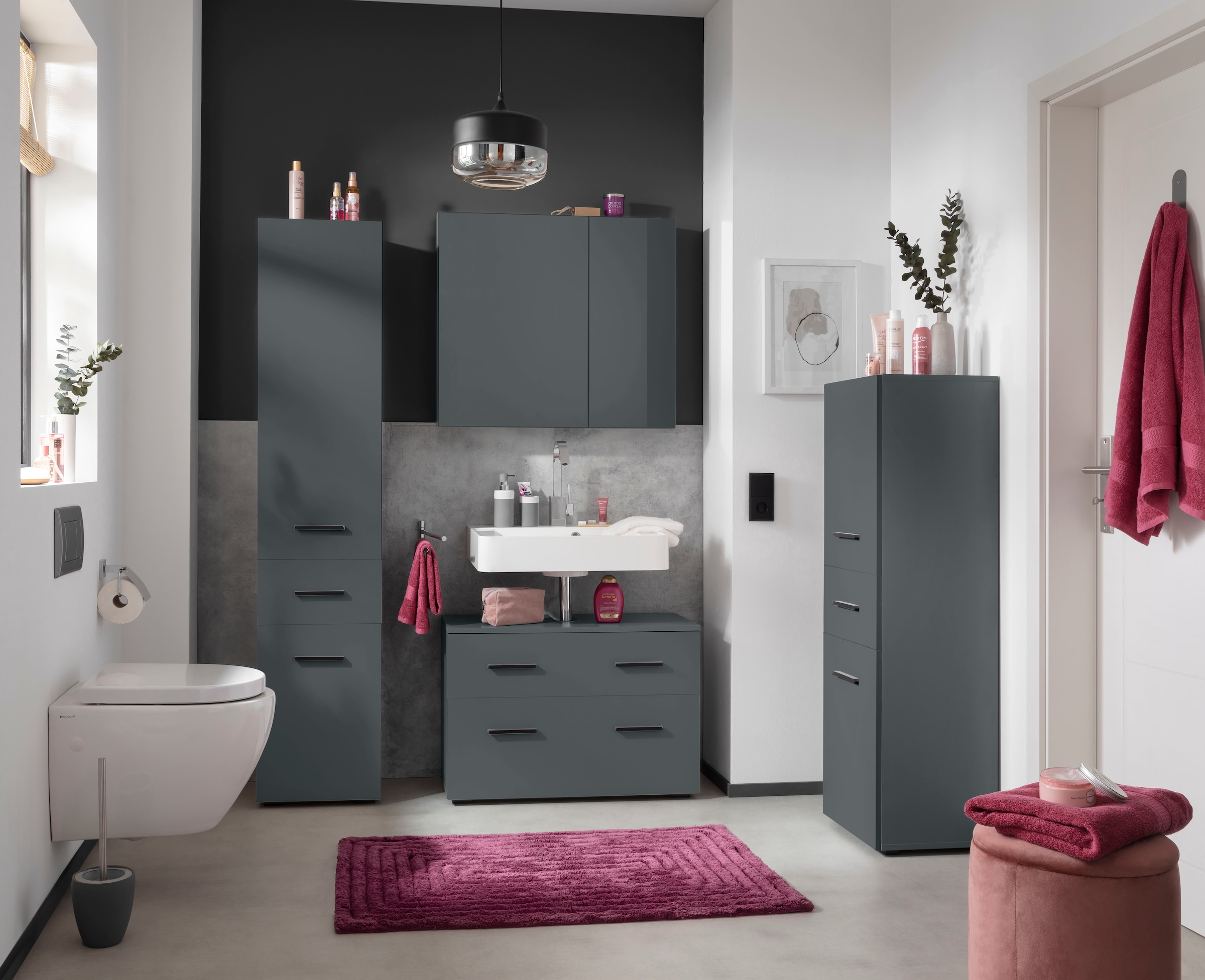 welltime Armoire haute »Skara« 3 étagères réglables derrière les portes, largeur 38 cm, hauteur 180 cm