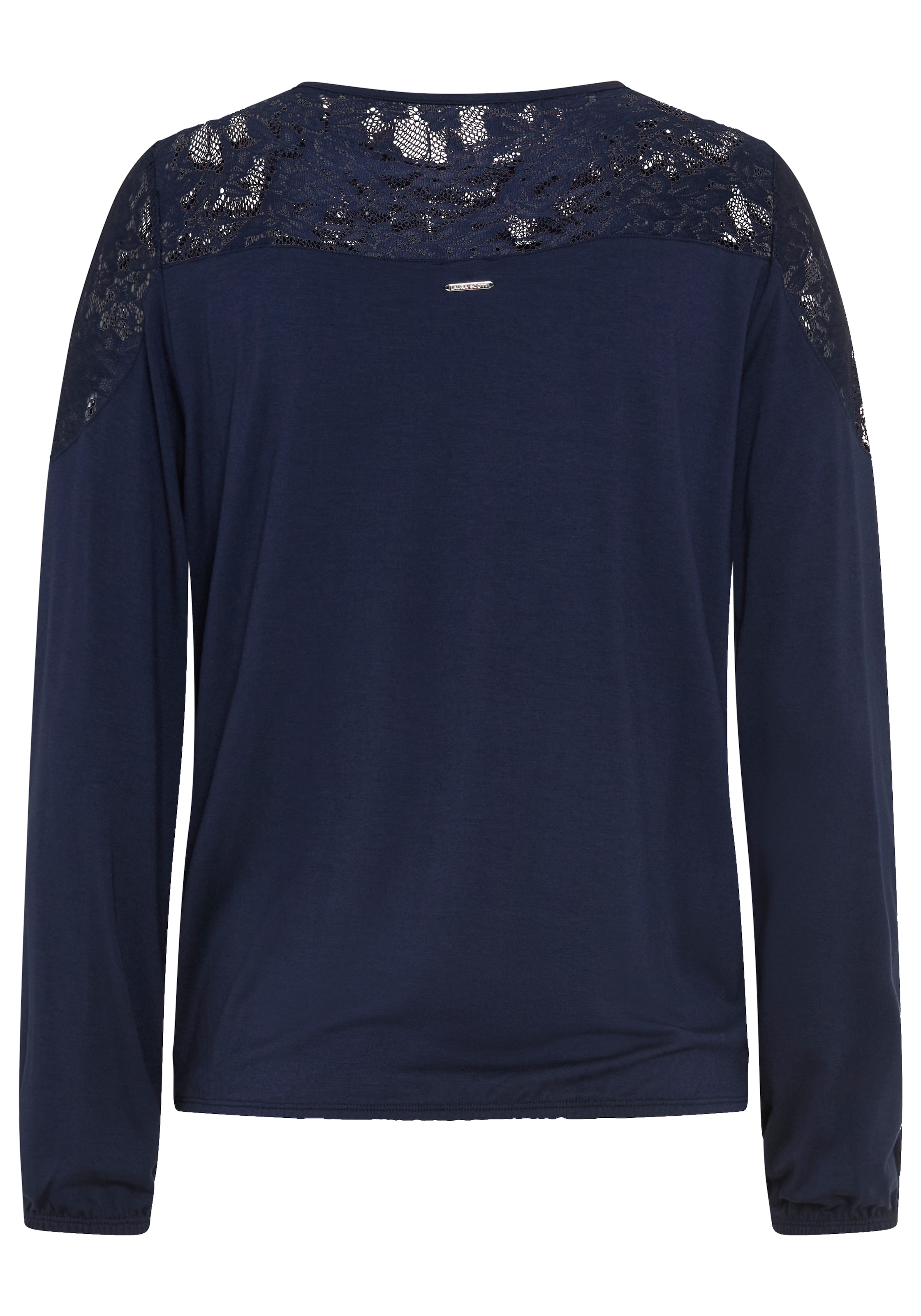 Laura Scott Spitzenshirt in hüftlanger, figurumspielender Passform, unifarben