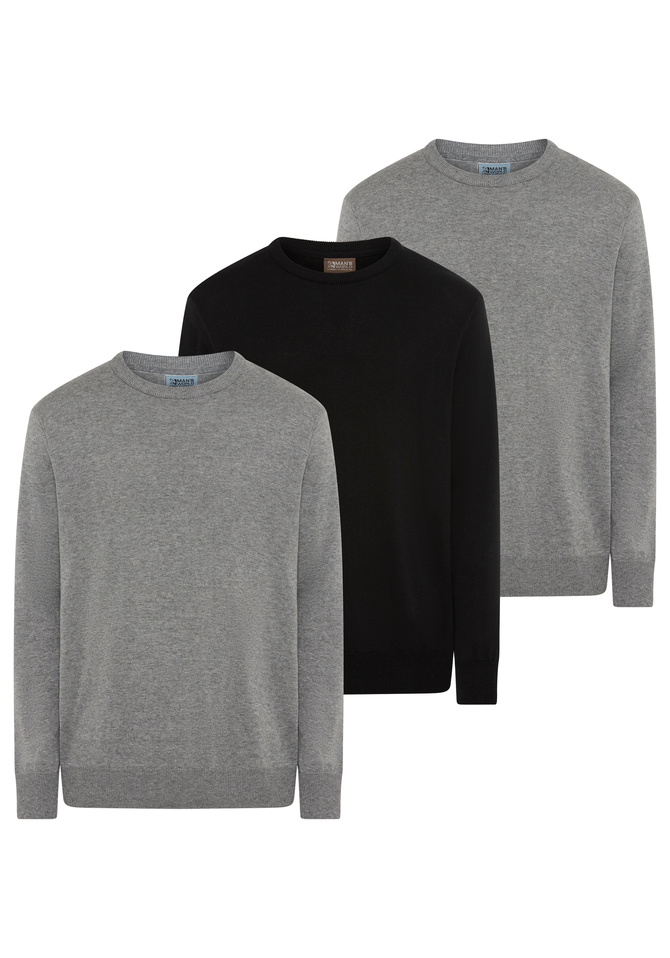 Man's World Rundhalspullover »Neue Kollektion!«, (2-er Pack), in Feinstrick